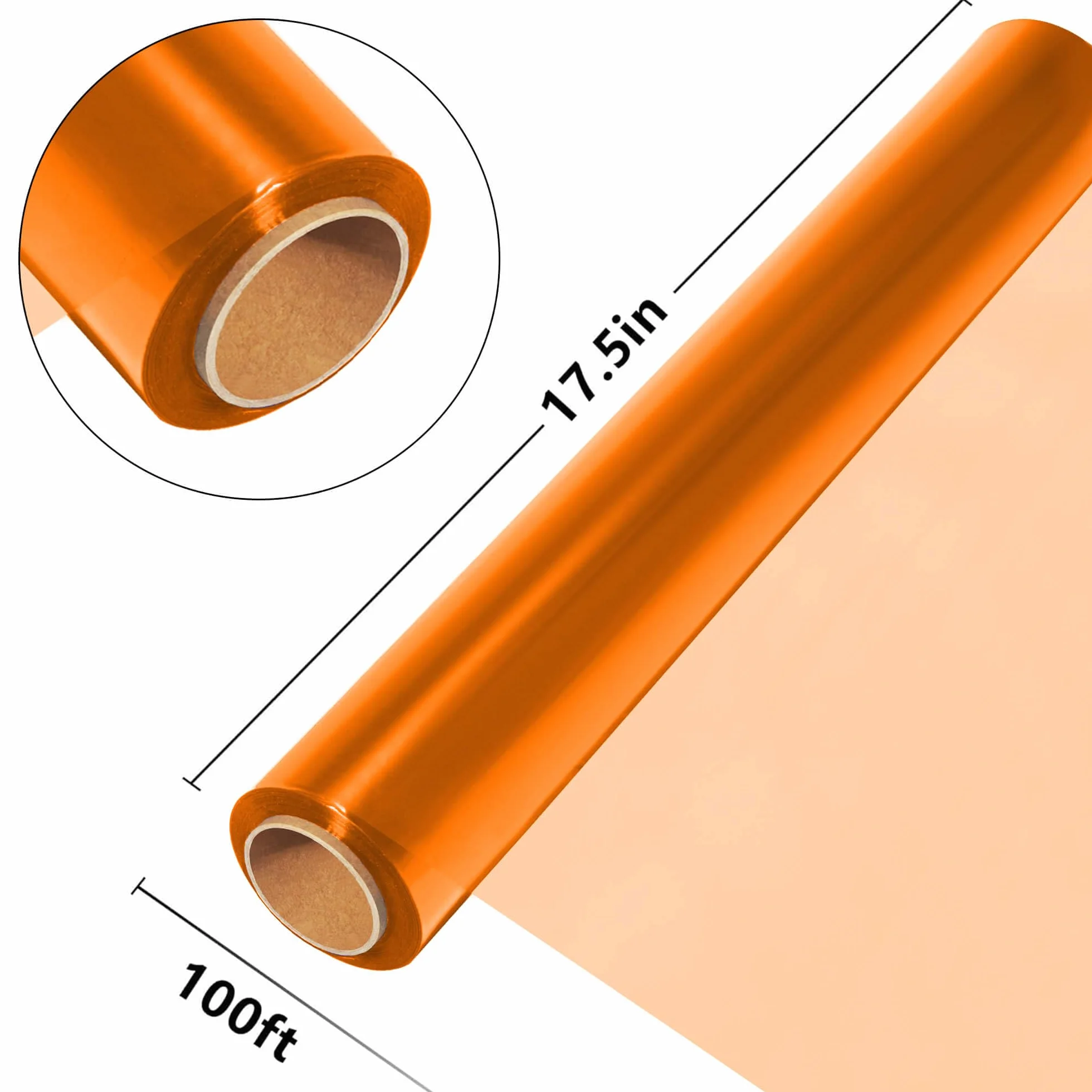 Rotolo di Cellophane Arancione (30 m x 44,5 cm) - Spessore 2,5 mm, Carta Trasparente per Regali e Decorazione Cesti di Fiori