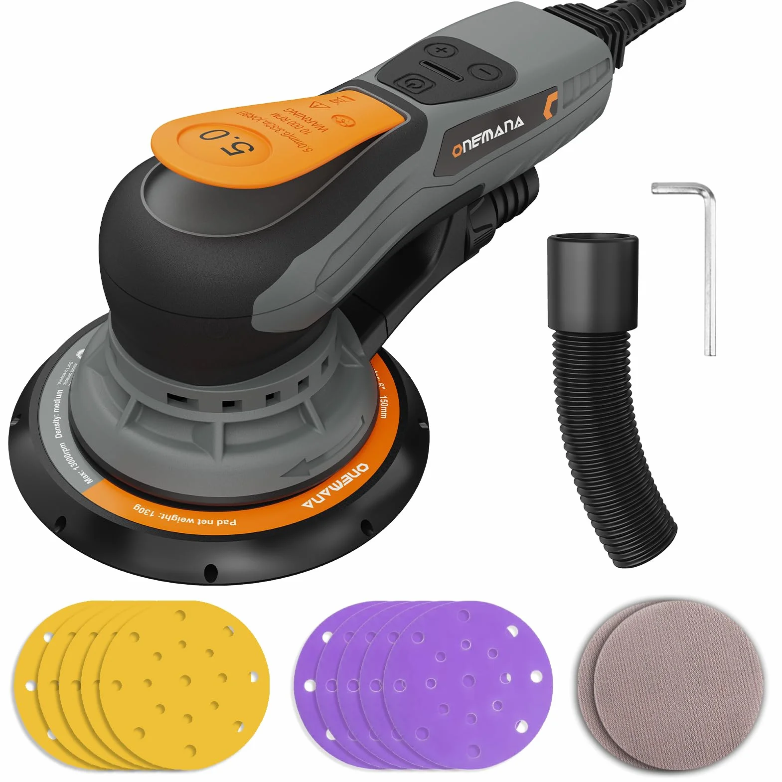 Levigatrice Rotorbitale 150 mm Brushless 350 W 6 Regimi 4000-10000 RPM Aspirazione Polvere