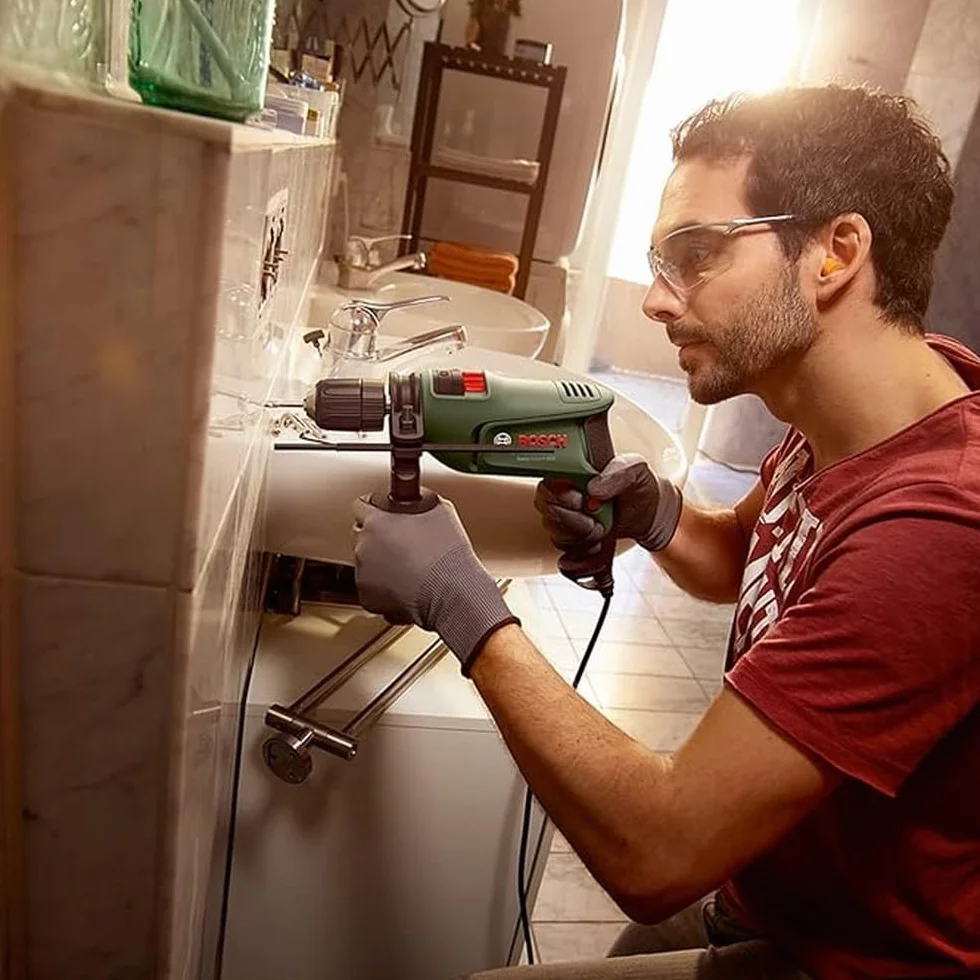 Bosch Home and Garden Bosch Trapano Elettrico a Percussione EasyImpact 600 (600 W, in Valigetta), Verde, 1/2 pollice