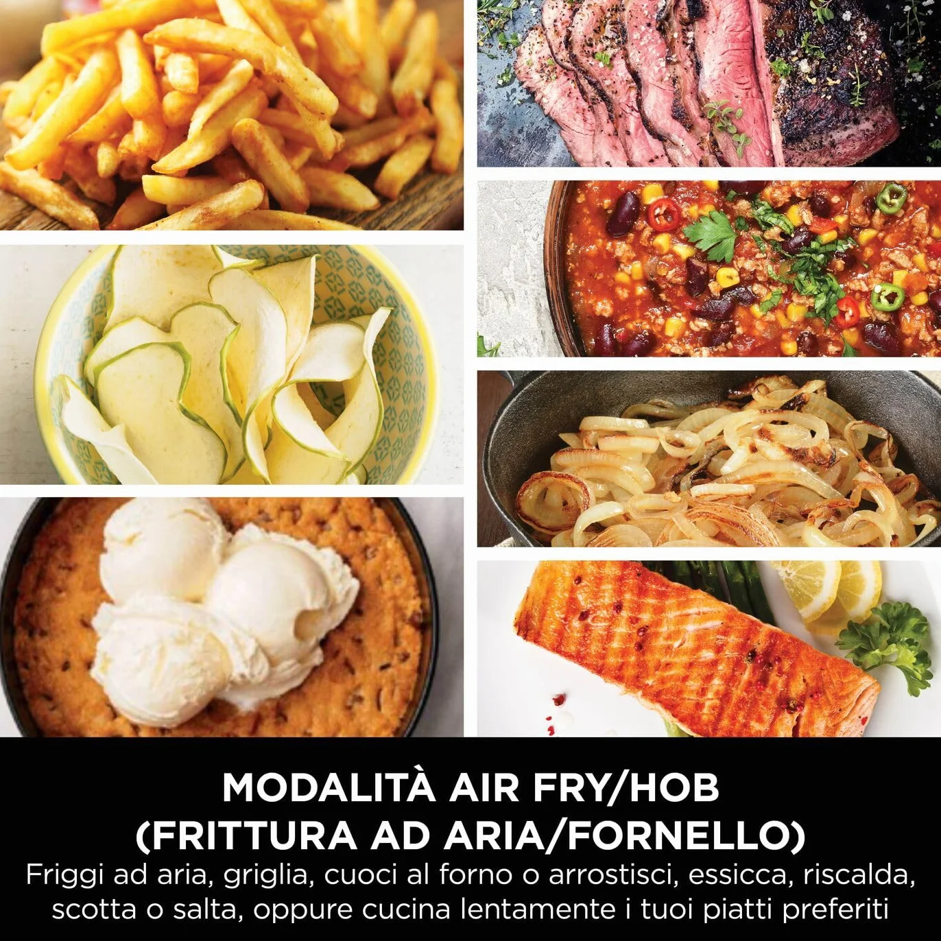 Ninja Speedi Pentola Elettrica Rapida 10 in 1, Friggitrice ad Aria, 5,7 l, Pasti per 4 in 15 Minuti, Frittura ad Aria e Cottura al Vapore, Idea Regalo Natale, Nero, ON500EU