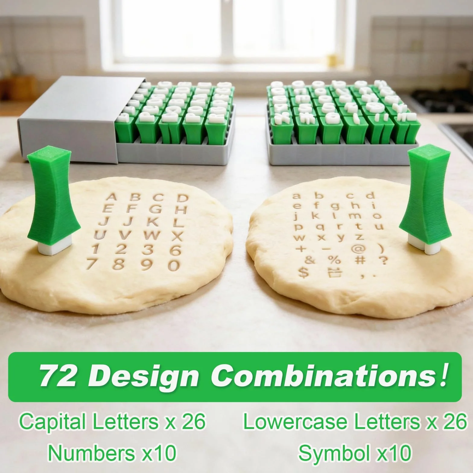 Timbri Lettere Alfabeto X 72PCS, Timbri per Argilla Stencil Lettere Maiuscole e Minuscole, per Ceramica, Biscotti e Decorazione Personalizzata di Torte, Strumento Timbro con Numeri e Lettere