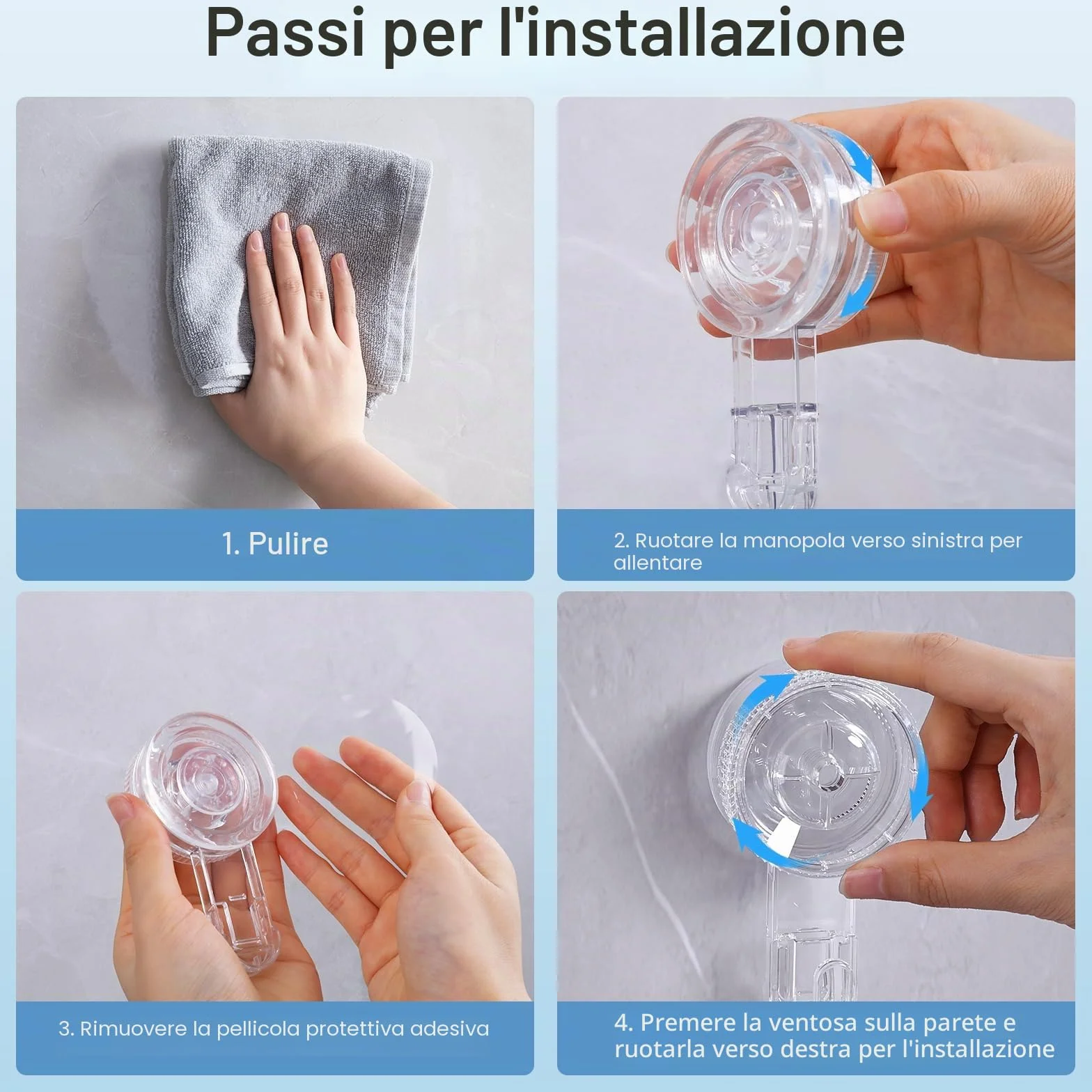 Luxear Ganci Ventosa Senza Foratura 2 Pezzi Appendi Accappatoio Resistenti | Gancio Ventosa Bagno per Asciugamani, Ganci Appendini Rotante per Cucina Bagno Parete Doccia Vetro Piastrelle, Trasparenti