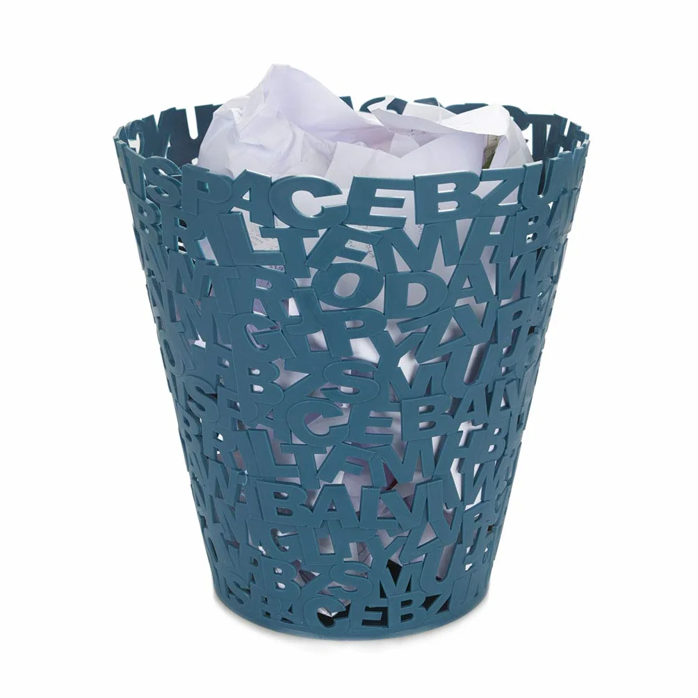 Balvi Cestino Letters Colore Blu Cestino Originale di Design con Lettere Ideale per uffici, casa e sc