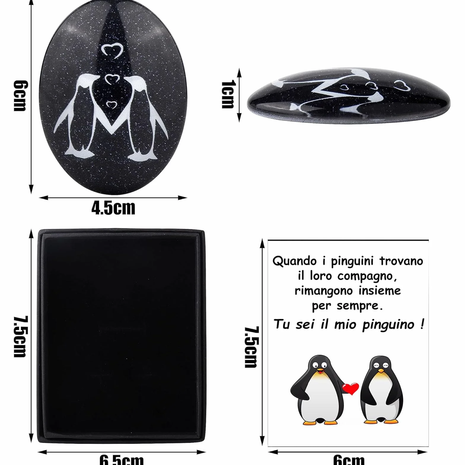 Pinguino Pietra Regali Coppia Anniversario Matrimonio San Valentino Compleanno Natale