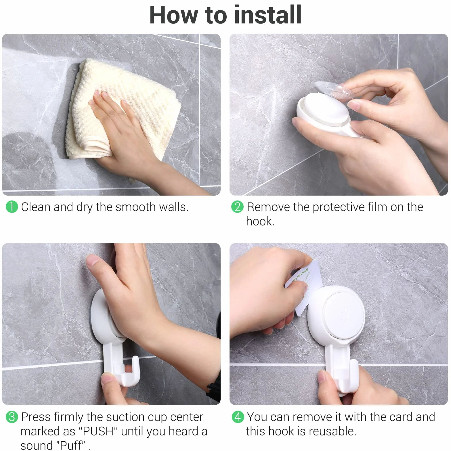 ilikable 4 Pezzi Ganci Ventosa Bagno Super Portante 5KG Senza Foratura Ganci a Ventosa per Asciugamani Appendini Bagno Impermeabile e Resistente al Grasso Parete per Doccia Cucina