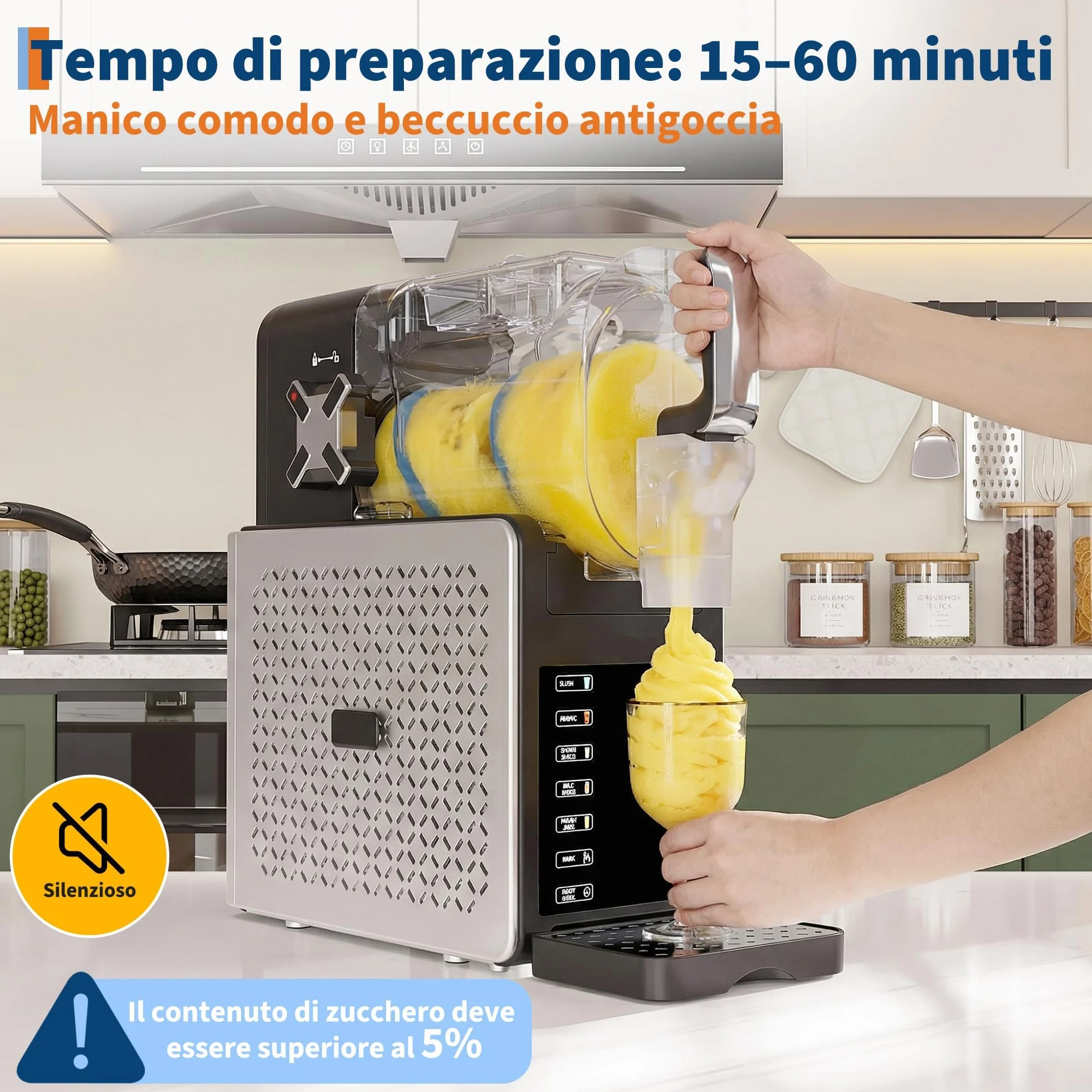 Macchina per Granite 1,9L Grande Capacità RapidChill 5 Programmi Autopulizia Slushie Frappé Milkshake Cocktail