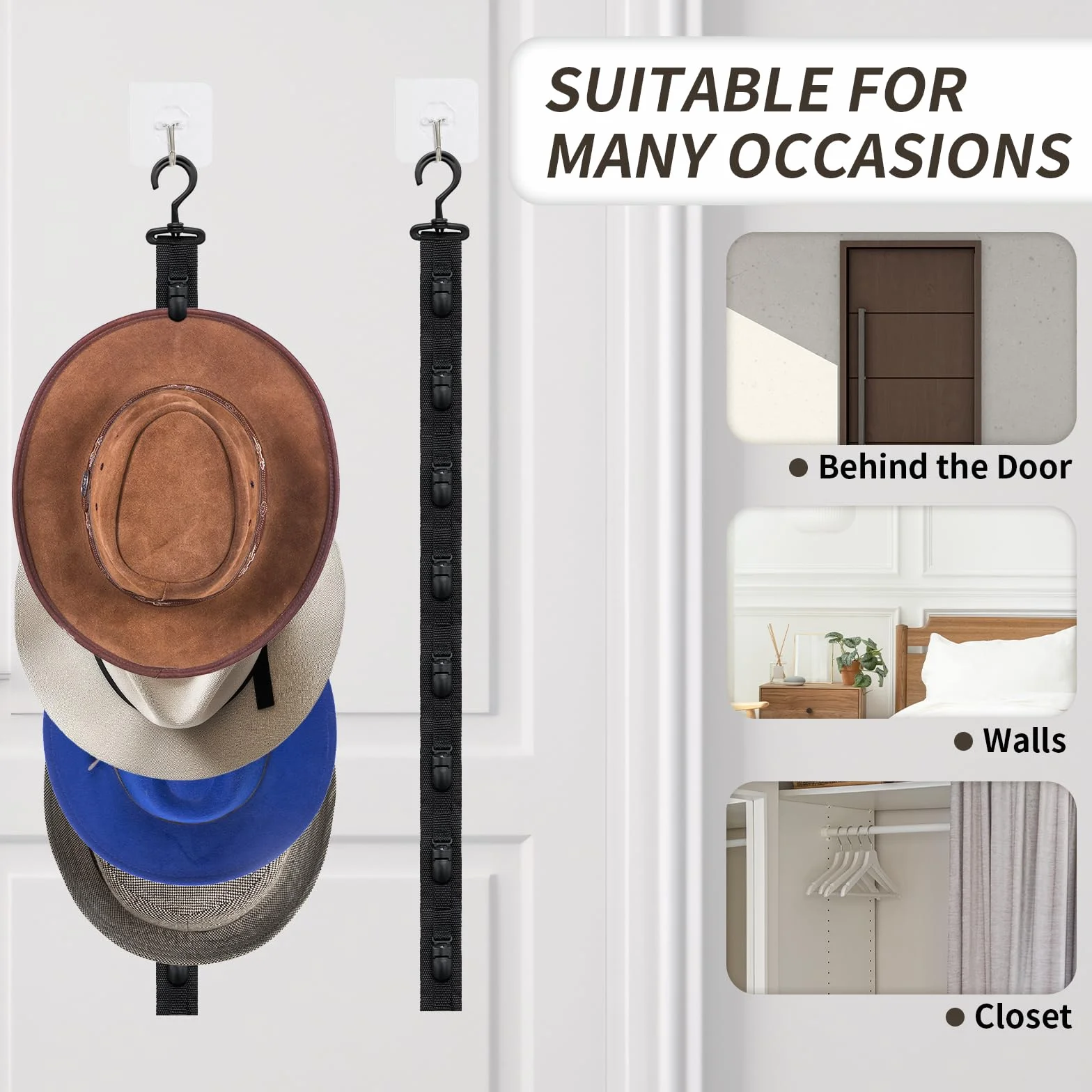 Porta Cappellini con Visiera, Porta Cappelli, Appendi Cappelli da Parete Vengono Forniti con 8 Clips di Stoccaggio, Portone Cappelli da Armadio per Riporre Cappelli da Baseball, 2 Pezzi