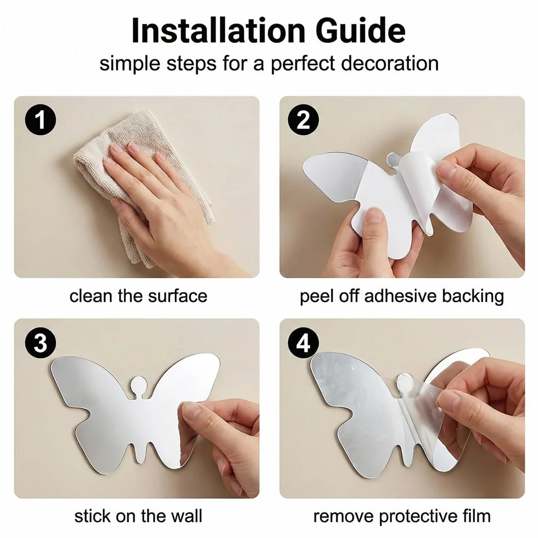 36 Pezzi Farfalle 3D Specchio Adesivi Murali Tridimensionali Acrilico Rimovibile Fai da Te Decorazione da Muro per Casa/Hotel/Salotto/Camera da Letto/Cucina/Cameretta