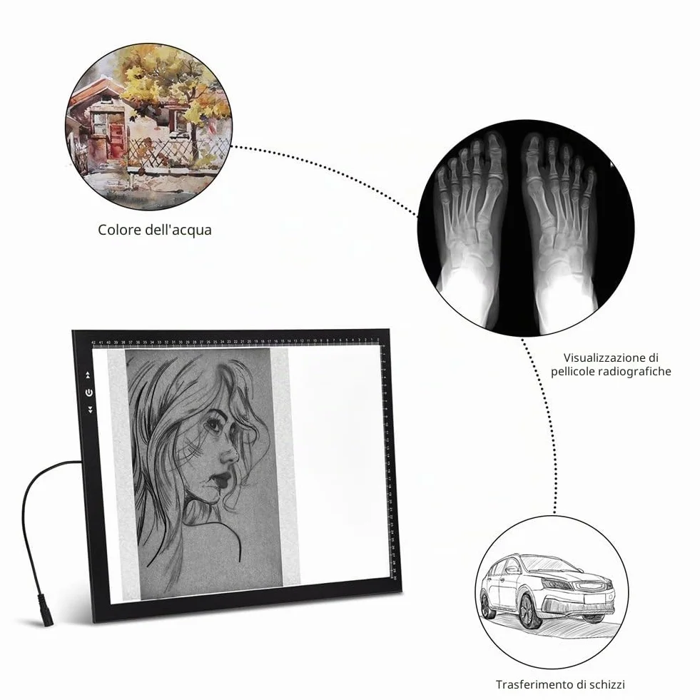 HSK A3 LED Artist tracing Light Box Copy Table, Adjustable High Brightness Light Pad for Tatto Drawing, Sketching, Animation,Diamond Painting Accessories