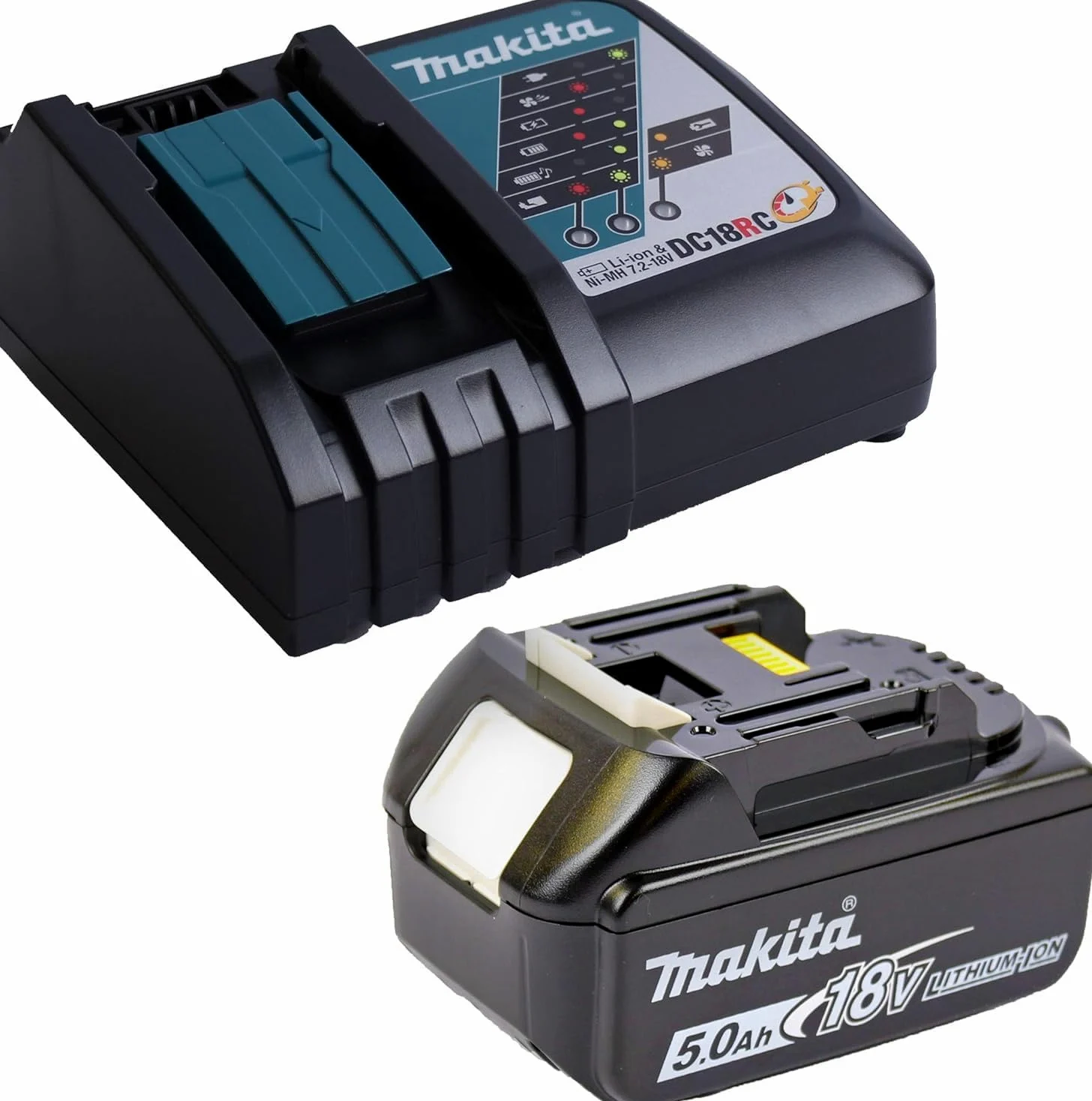 Makita Batteria BL1850B 197280-8 18.0V 5.0Ah + caricatore Makita DC18RC 195584-2