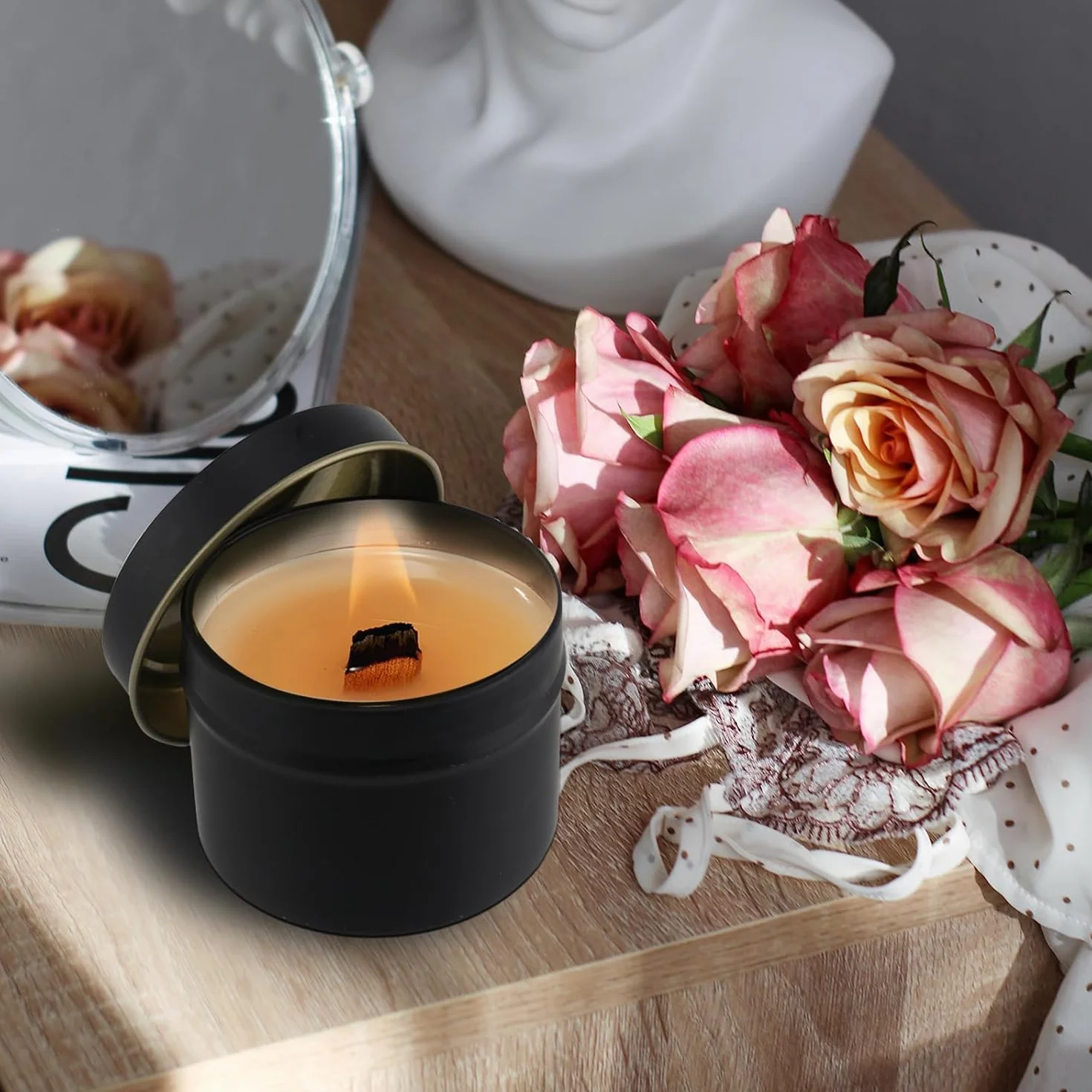 12 Pezzi Portacandele con Coperchio - Contenitori Decorativi Rotondi In Metallo per Fabbricazione Di Candele, Spezie, Gioielli, Polveri, Caramelle, Unguento - Barattoli Vuoti Fai Da Te