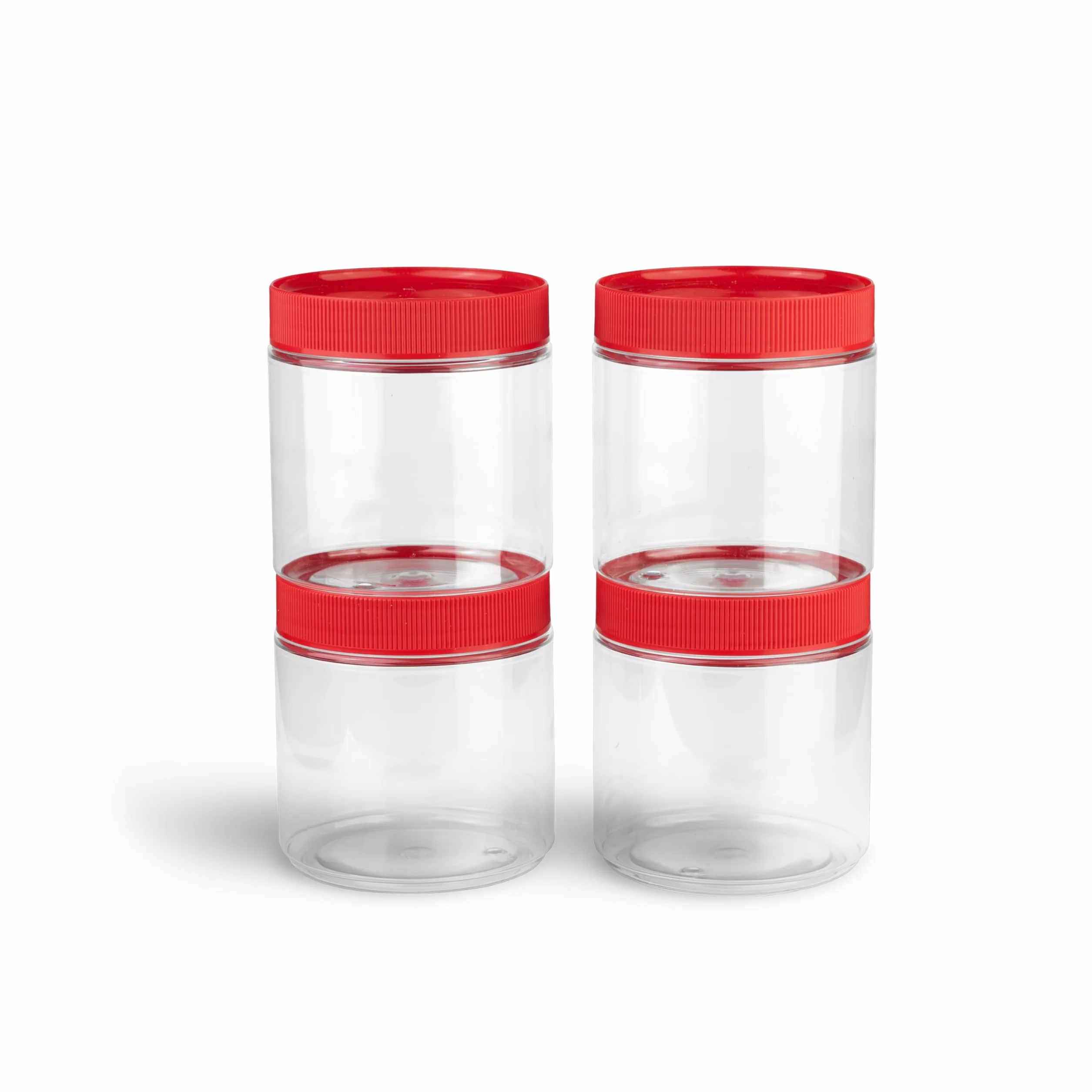 TOX Barattolo Rotondo da 500 ml con Robusto Tappo a Vite, in Plastica, Pet, Versatile per l'Uso in Officina, Ufficio e Hobby, 4 Pezzi, 094900906