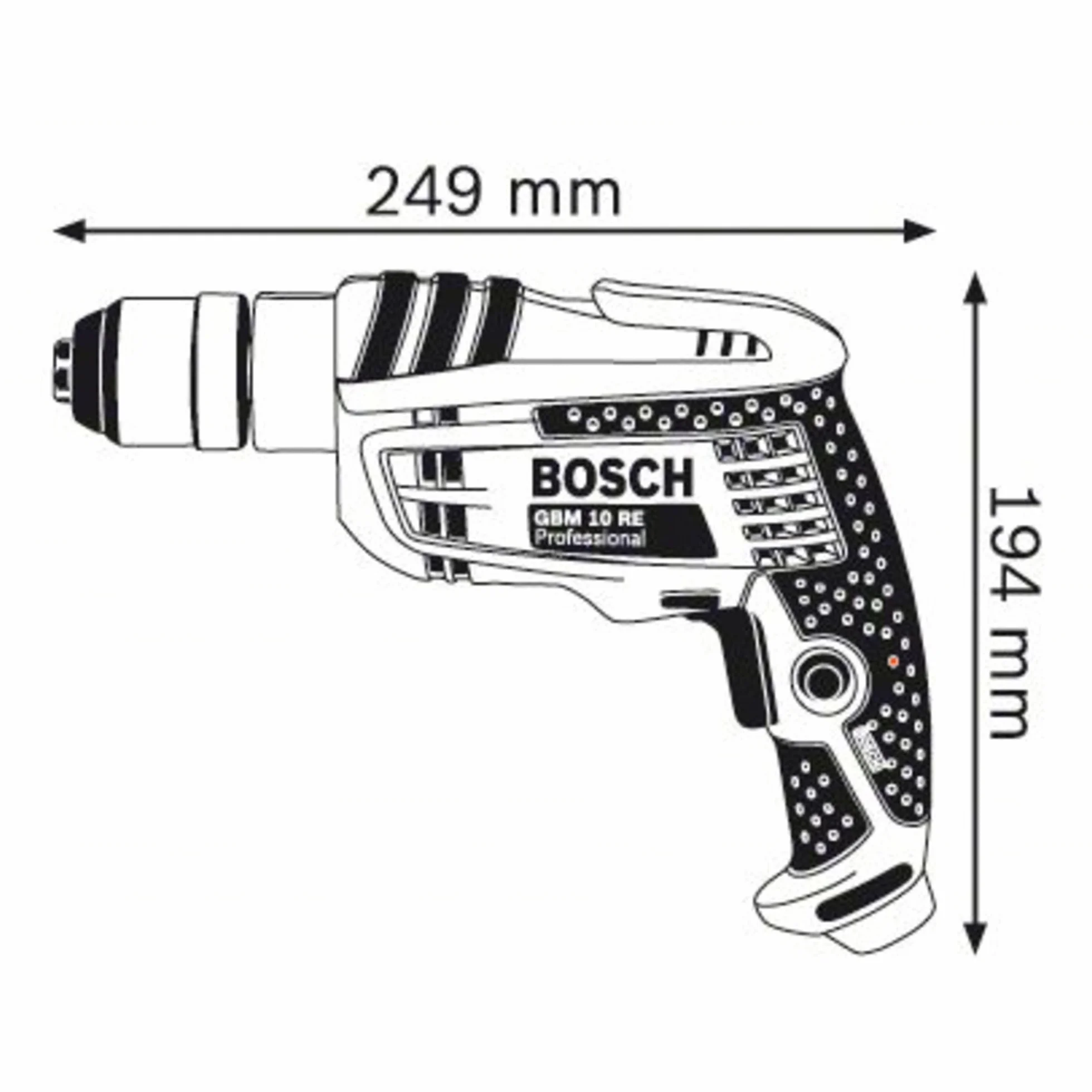 Bosch Professional Trapano Gbm 10 Re (Motore da 600 Watt, Mandrino a Cambio Rapido 1-10 Mm)