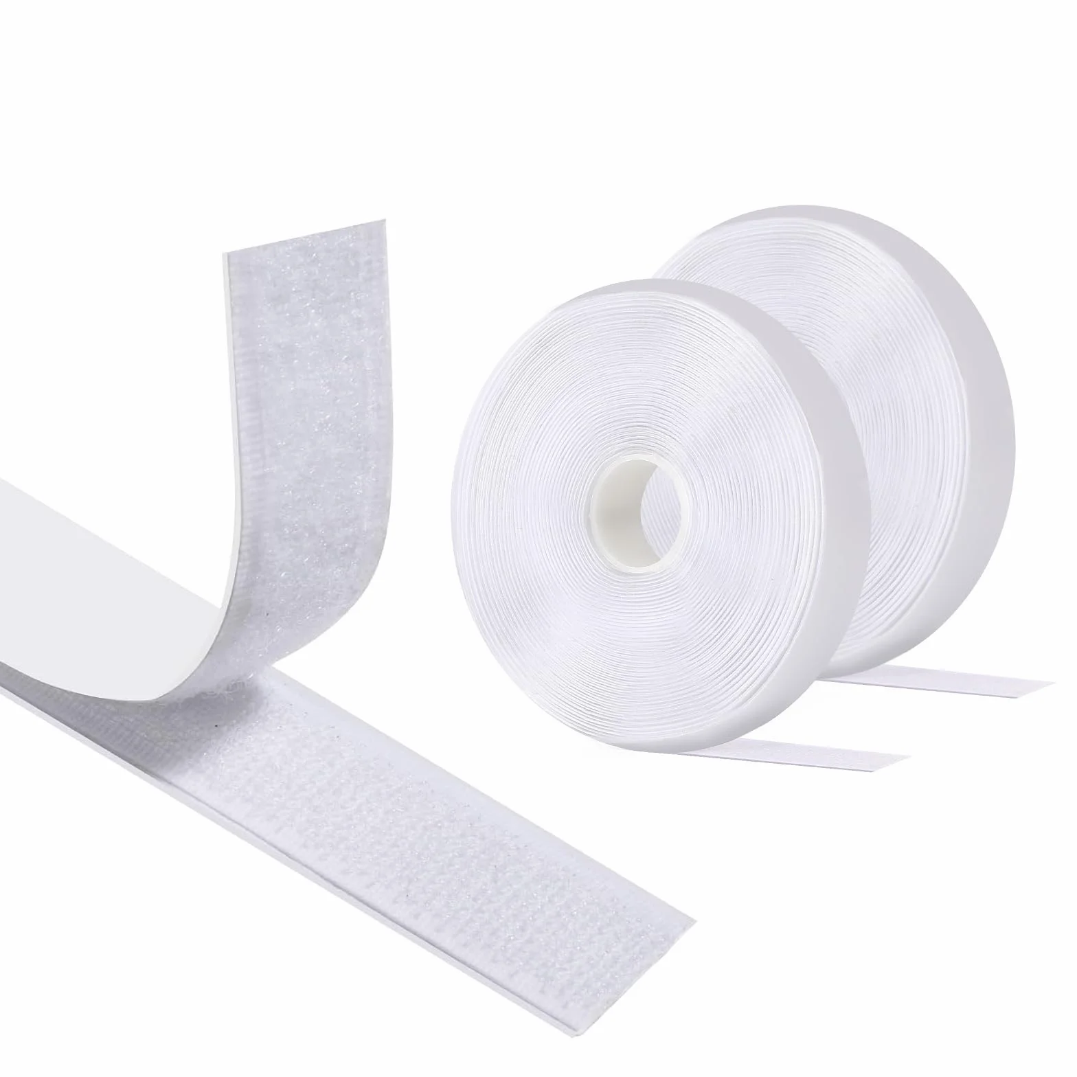Vinabo Hook Loop Autoadesivo 5 M X 20 MM, Nastro Biadesivo Per Tessuti Hook Loop, Nastro Adesivo Forte Con Chiusura A Strappo Per Cucire (Bianco)