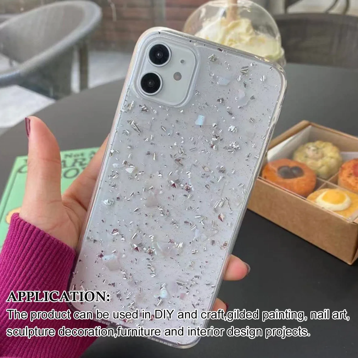 Fogli di Metallo Argentato,Fogli in Foglia Argento,Foglio in Vero Alluminio, Foglio Schabin Imitazione Argento 100 Fogli Foglio Metallico per Pittura, Artigianato, Decorazioni Fai-da-Te