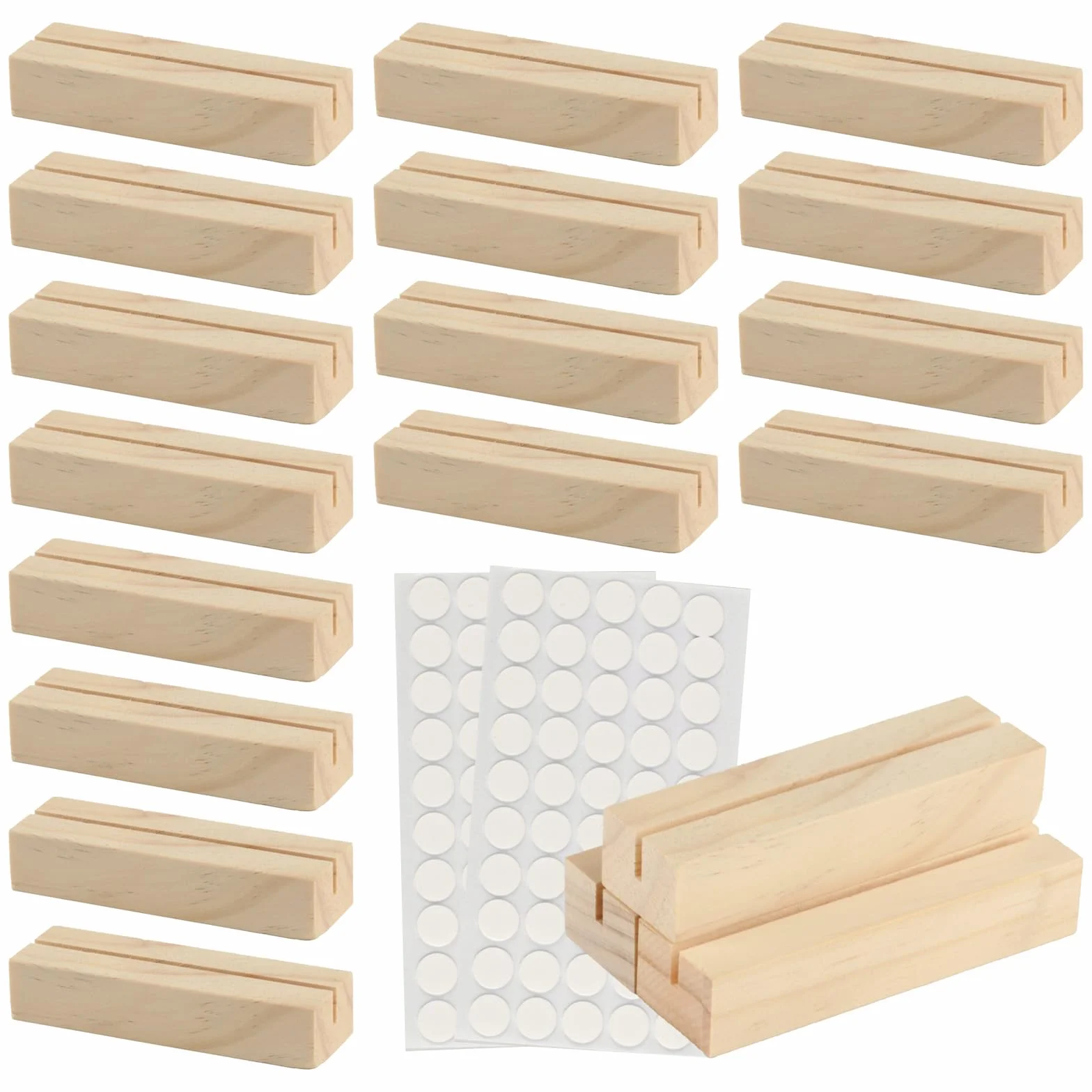 Portacarte in legno, 16 pezzi, porta biglietti da tavolo, porta foto, porta cartoline, menù, per matrimoni, feste di compleanno, con 2 fogli di adesivi a pois