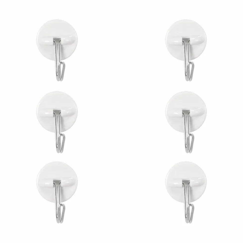Aeuezxx Ganci Adesivi, 6 Pezzi Gancio Autoadesivo, Gancio Adesivo a Parete, Gancio per Asciugamani, Gancio Multiuso, per Bagno, Cucina, Parete, Porta