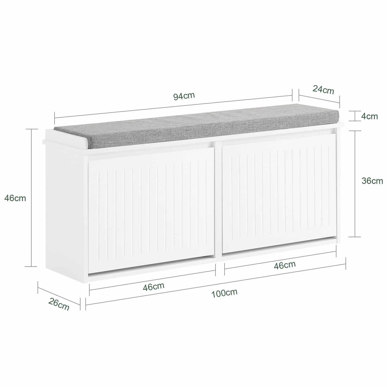 SoBuy Panca Scarpiera da Ingresso - Scarpiera Salvaspazio Slim in Legno, Panca Contenitore per 8-10 Paia di Scarpe, 155kg di Carico, Bianco, 100x26x46cm, FSR98-XL-W