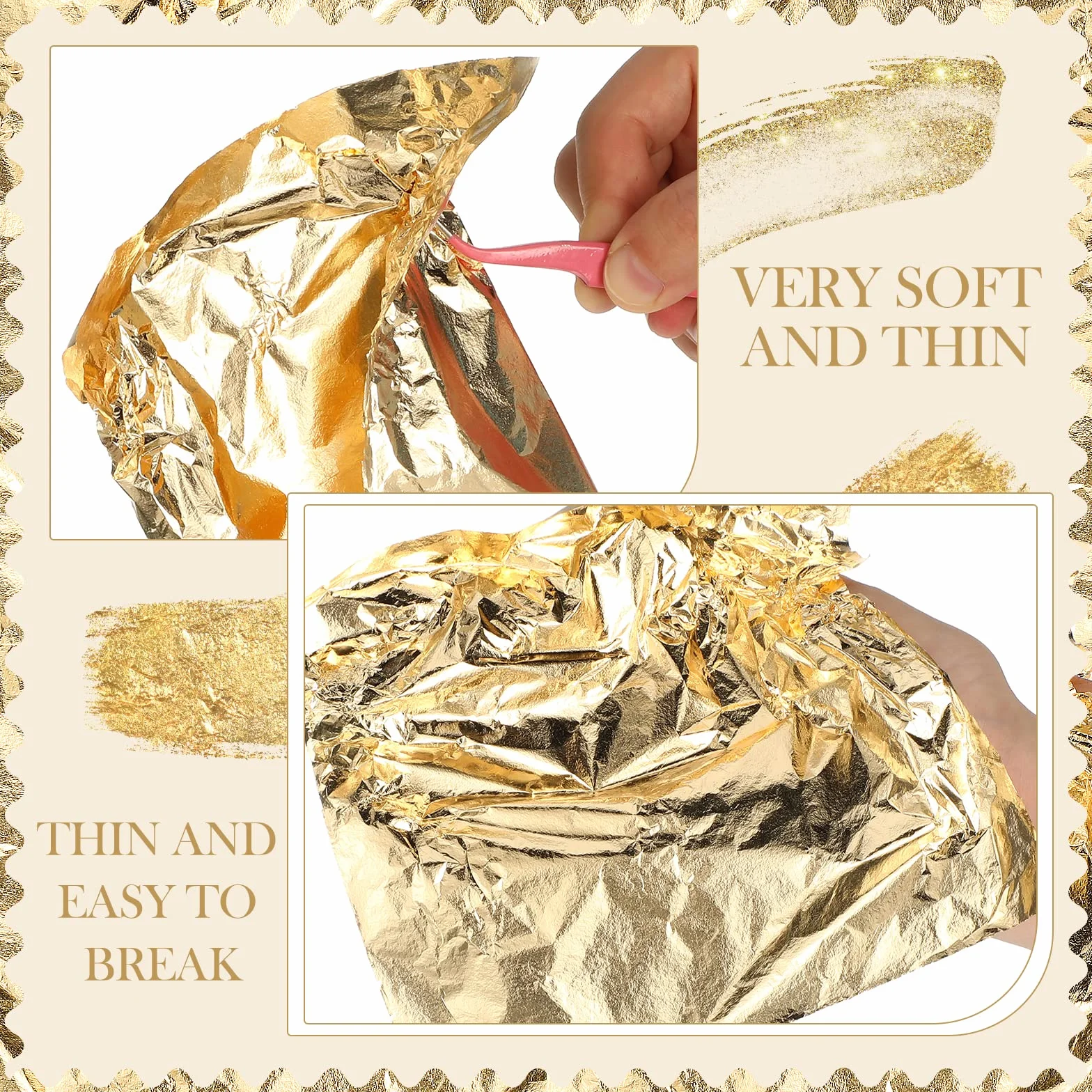 100 Fogli Foglia d'Oro d'Imitazione per Arte, Doratura Artigianale, Decorazione, 14 per 14 cm