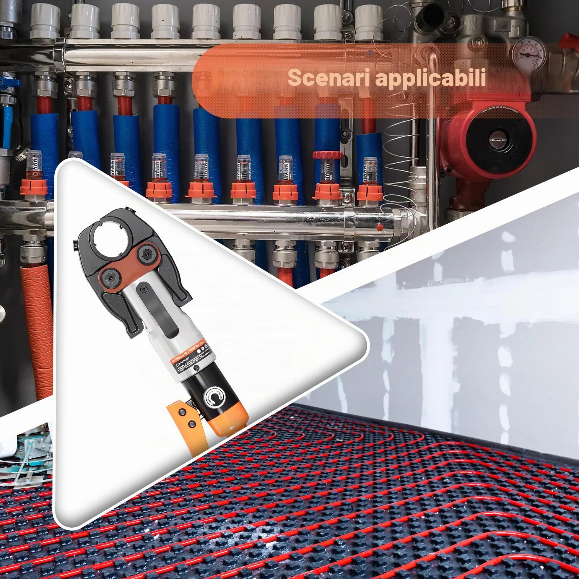 AMZCNC Pinza a pressa professionale (idraulica) con ganasce a pressione, profilo TH 16-20-26-32, per tubi compositi con raccordi del contorno TH, inserti a ganasce TH16, TH20, TH26, TH32 con
