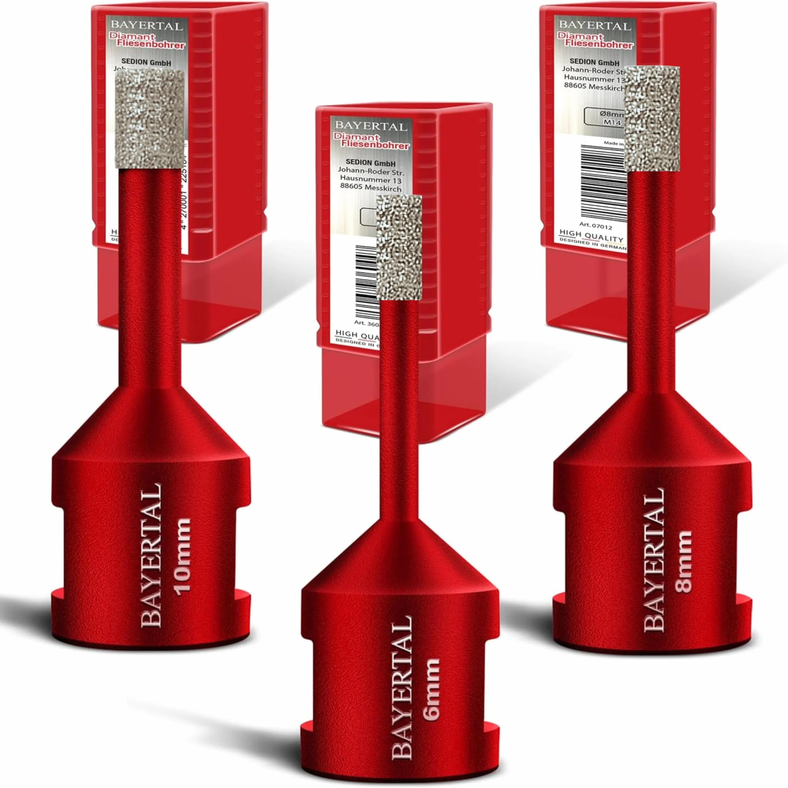 Set di punte per piastrelle 3 pezzi Ø 6, 8, 10 mm M14 Premium – Punte diamantate per piastrelle dure e gres porcellanato – Perfezione in qualità industriale per risultati professionali
