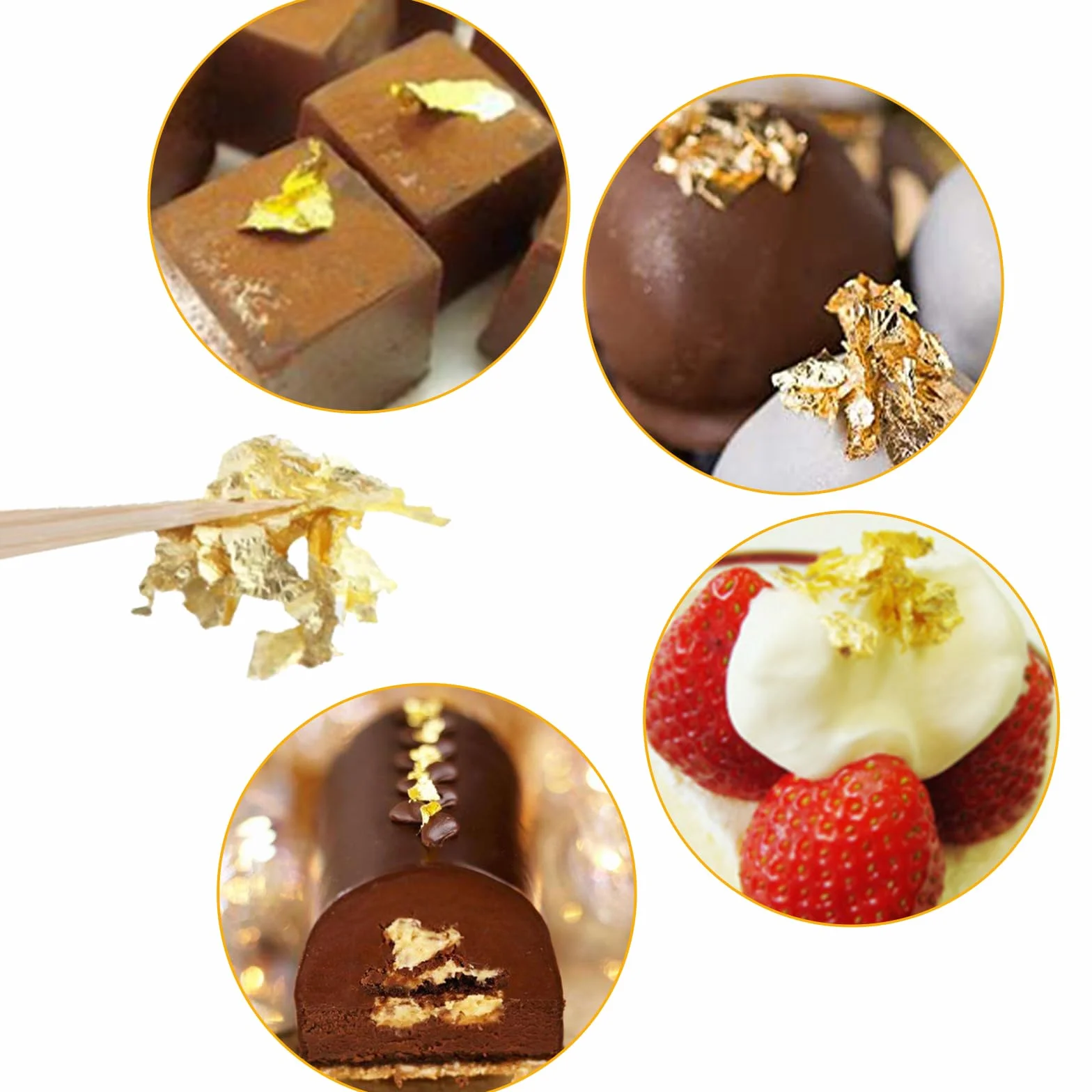 2 Bottiglie Oro Commestibile, Oro Alimentare Scaglie di Foglia d'oro Raffinata, Foglie Pellicola Dorata Commestibili Perfette per Decorazione di Torta Dessert Alimentari Vino Bevande Maschere Manicure