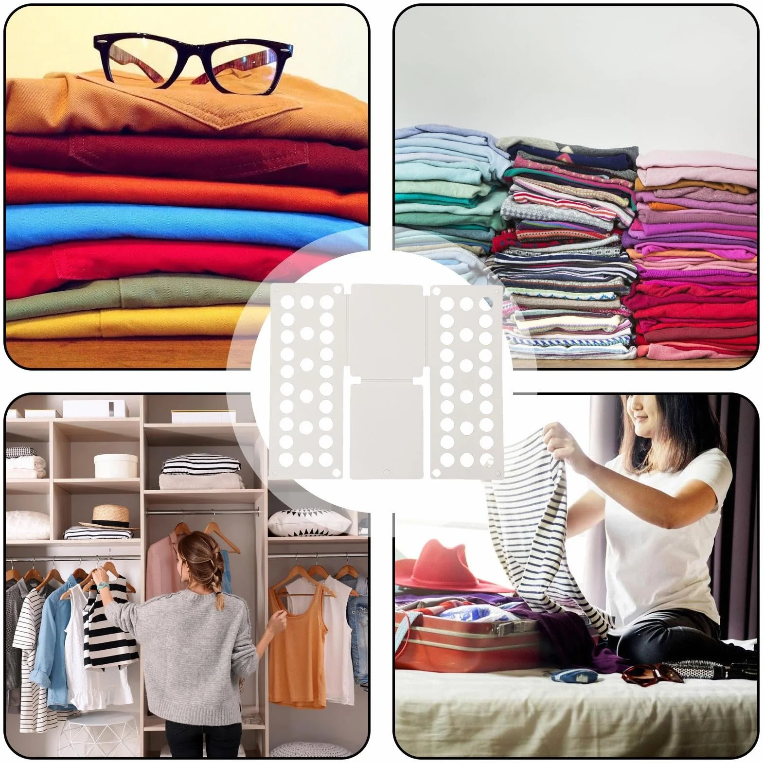 Piegabiancheria per Abbigliamento, Assistente Piegatura Magliette e Vestiti, Pieghevole Multiuso Per Biancheria Adulti E Bambini, Ideale Per Casa E Dormitorio