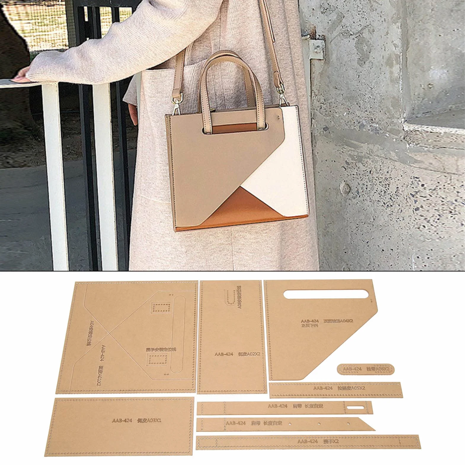 Modello in Acrilico per Borsa a Tracolla, Modello in Pelle Trasparente, Set di Borse da Taglio Preciso, Creazione di Stencil per Artigianato in Pelle Fai da Te