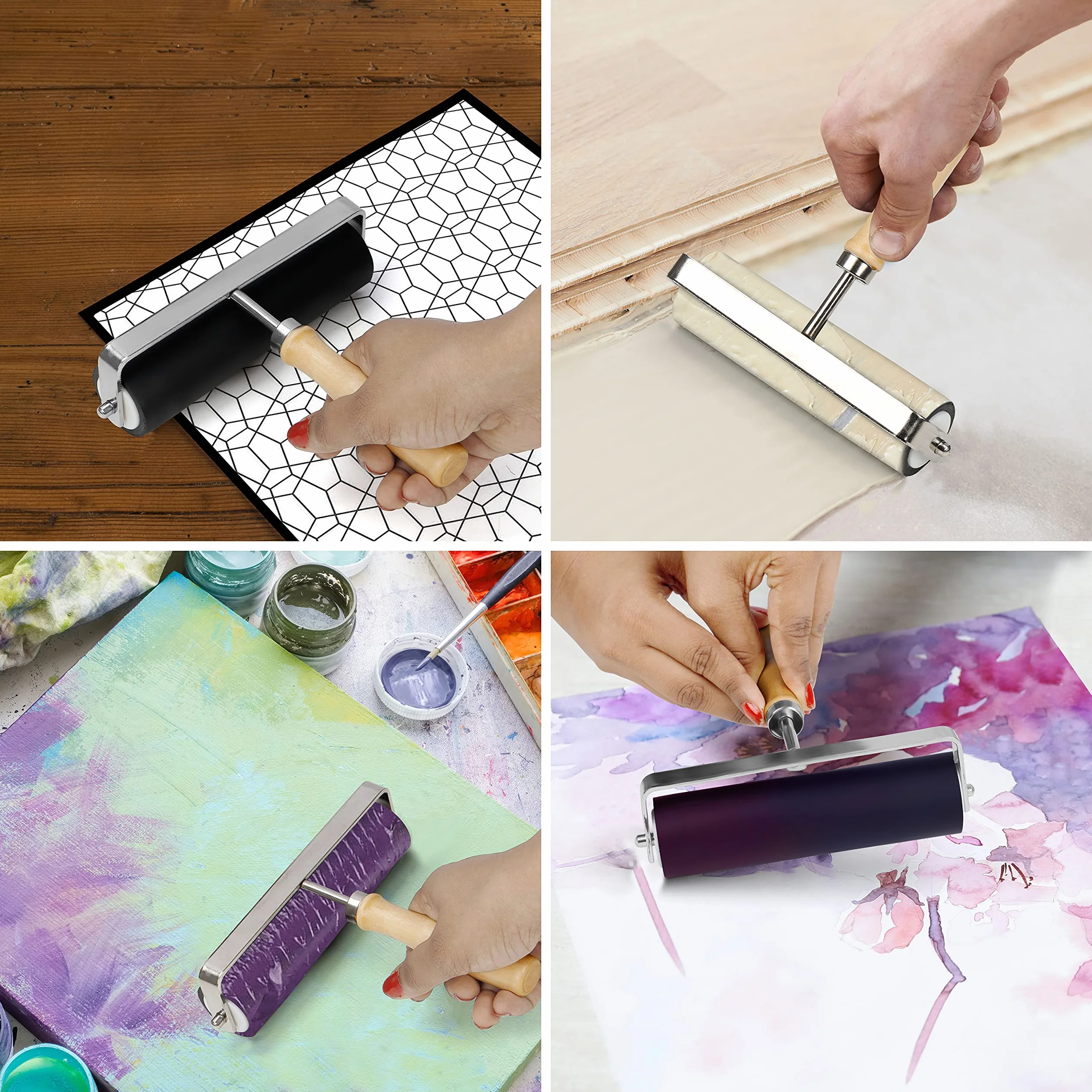 Kurtzy Rullo in Gomma per Stampa 10 cm Nero Brayer Roller Linoleprint