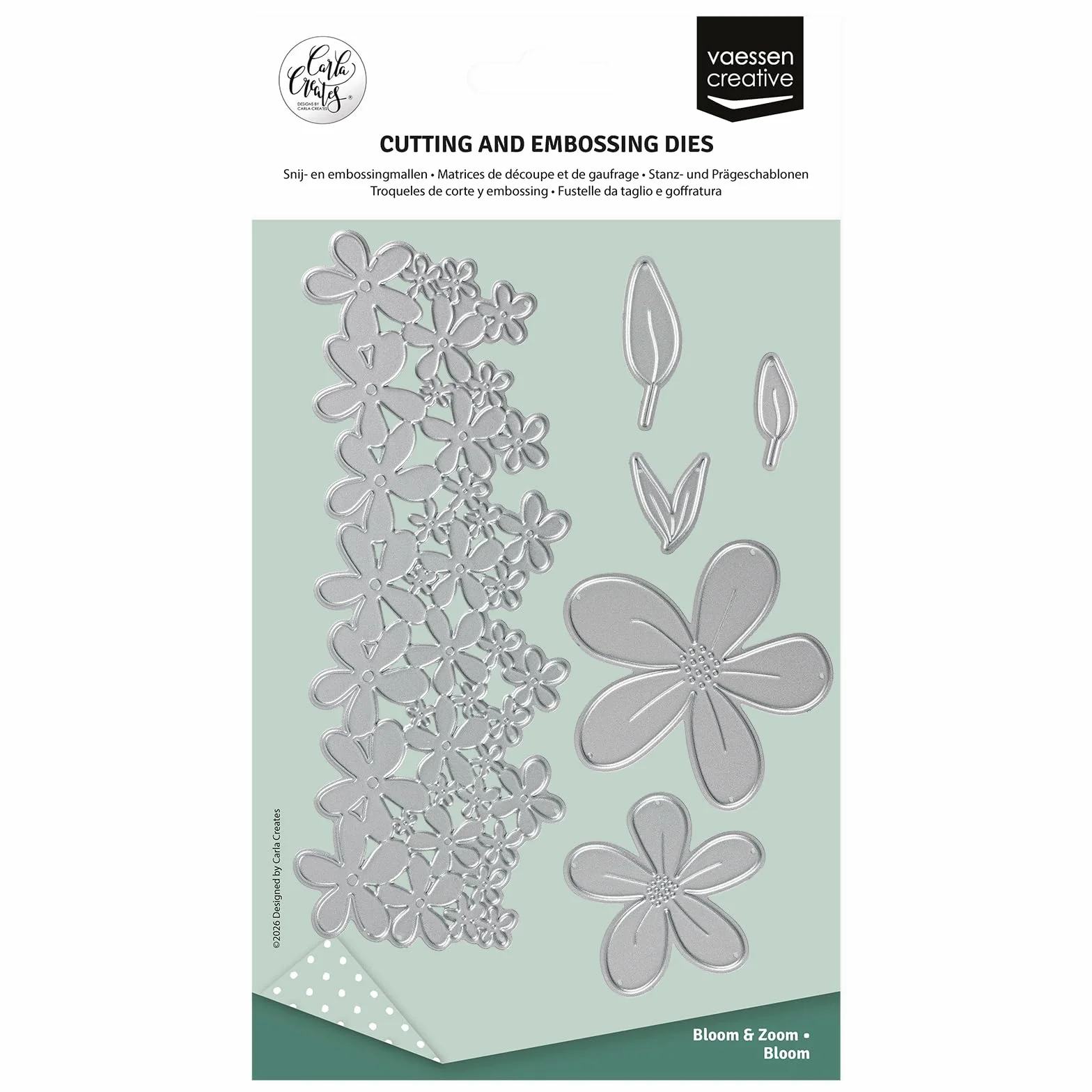 Vaessen Creative Set di Fustelle da Taglio e Embossing – Fiori (Bloom) – 6 Cutting Dies – per Biglietti, Scrapbooking, Lavoretti Creativi e DIY – con le Macchine da Taglio ed Embossing