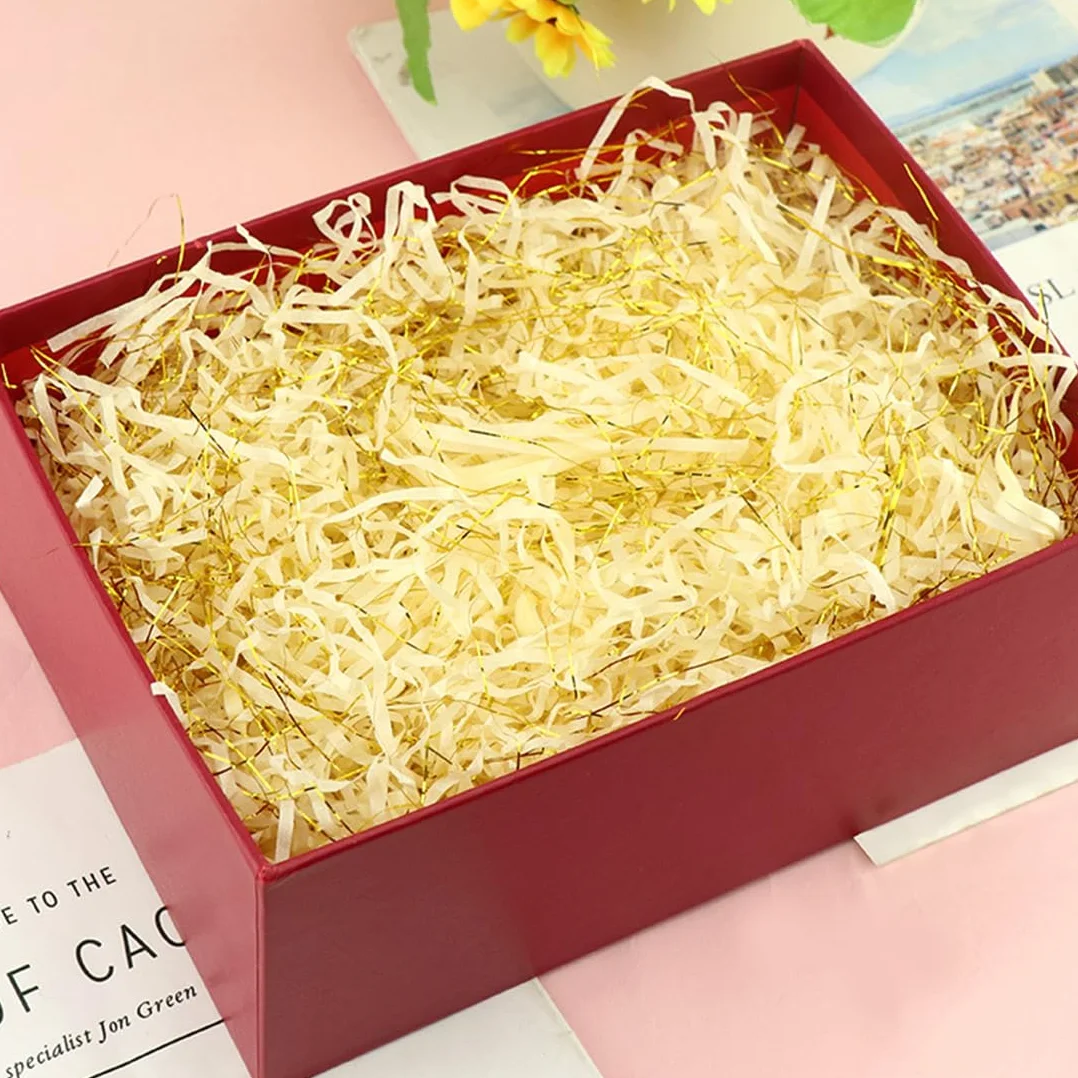 KOLZEMV 100 g di materiale di riempimento, carta velina, carta velina bianca, carta triturata per confezione regalo, materiale di riempimento per pacchetti, decorazione regalo festival, Bianco
