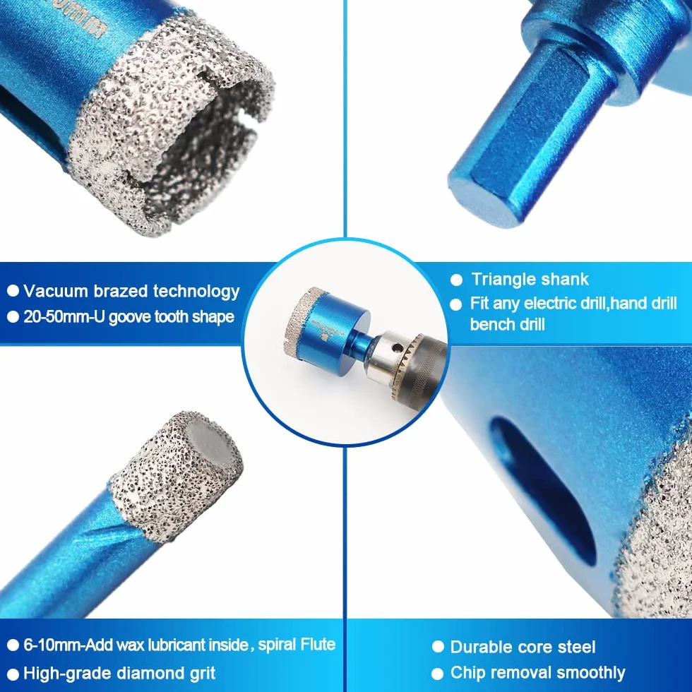 Punte Trapano Diamantate 6/8/10/20/25/32/35/50mm- BRSCHNITT foretto diamantato per Gres Porcellanato Piastrelle Ceramica granito Marmo