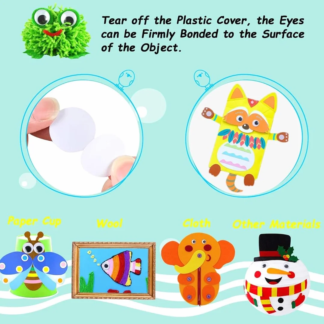 100 Pezzi Occhi Adesivi Finti Di Plastica 15 Mm Grandi Autoadesivio Bianco E Nero Rotondo Occhietti Per Scrapbooking Decorazioni Creazione Bambole Pupazzi Fai Da Te Lavoretti Artigianato