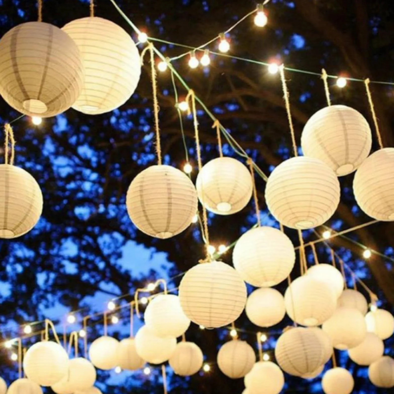 Lanterne Cinesi 30 Pezzi, Lanterne Carta Rotonda Bianca Pieghevole, Paralume Appendere per Matrimonio, Decorazioni Festa