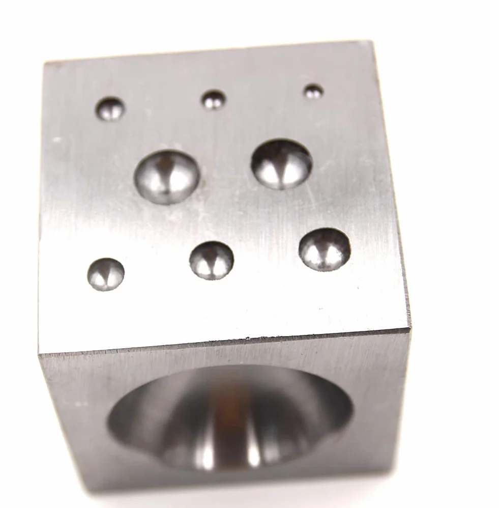 Blocco quadrato con cavità in acciaio al carbonio lucido, 5 x 5 cm, blocco in acciaio per la creazione di gioielli
