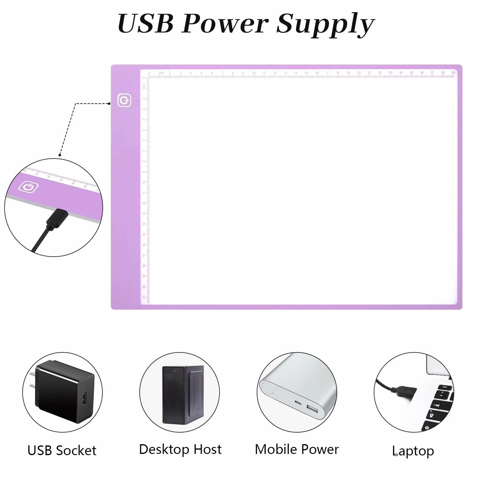 Damcyer LED Tavoletta Luminosa A4, Lavagna Luminosa per Disegnare, Light Board Acrilico con Luminosità Regolabile, Ultrasottile Lavagna Luminosa per Pittura Diamante, Animazione, Progettazione, Viola