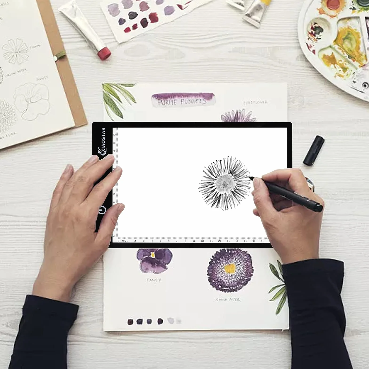 A5 LED Tavoletta Luminosa Diamond Painting Copia Board Super Sottile Light Box USB con Luminosità Regolabile per Artisti, Animation Drawing, Sketching, Calligrafia (A5-Upgrade) Nero