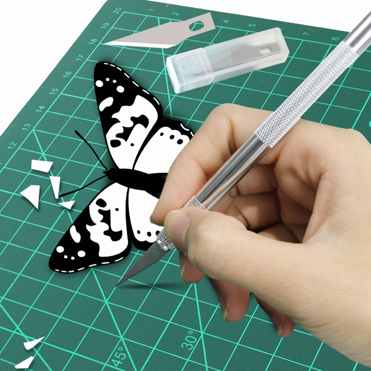 Cutter Di Precisione, Taglierino Cutter e 10 Lame di Ricambio in Acciaio, Coltello da Intaglio Artistici, Coltello da Innesto, Coltello Artigianale, Coltello da Innesto Giardino