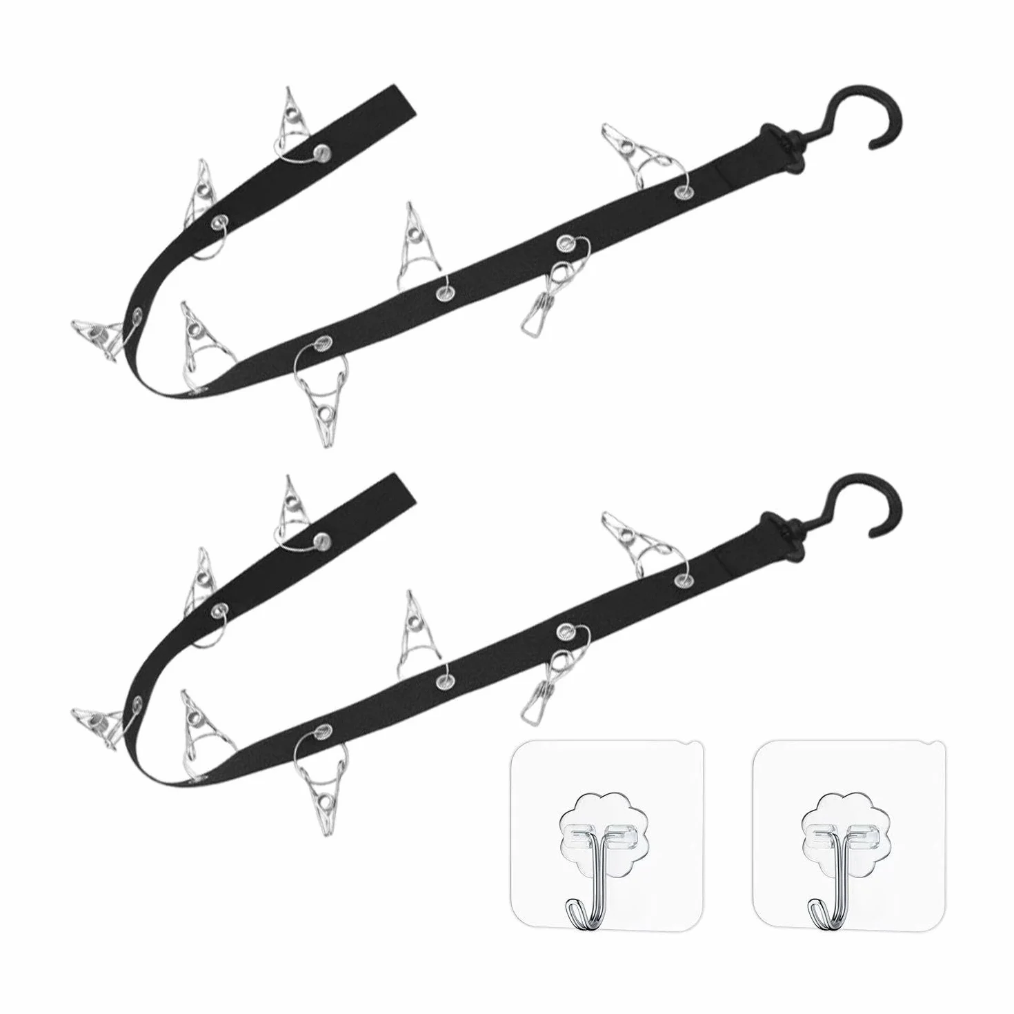 Portacappelli Lungo 2 Pezzi con Ganci, Verticale 16 Clip, Organizer a Parete