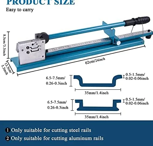 Utensile da taglio per guida DIN per progetti elettrici, design da banco da 35 mm con righello da 50 cm, doppia scanalatura per taglio in acciaio e alluminio