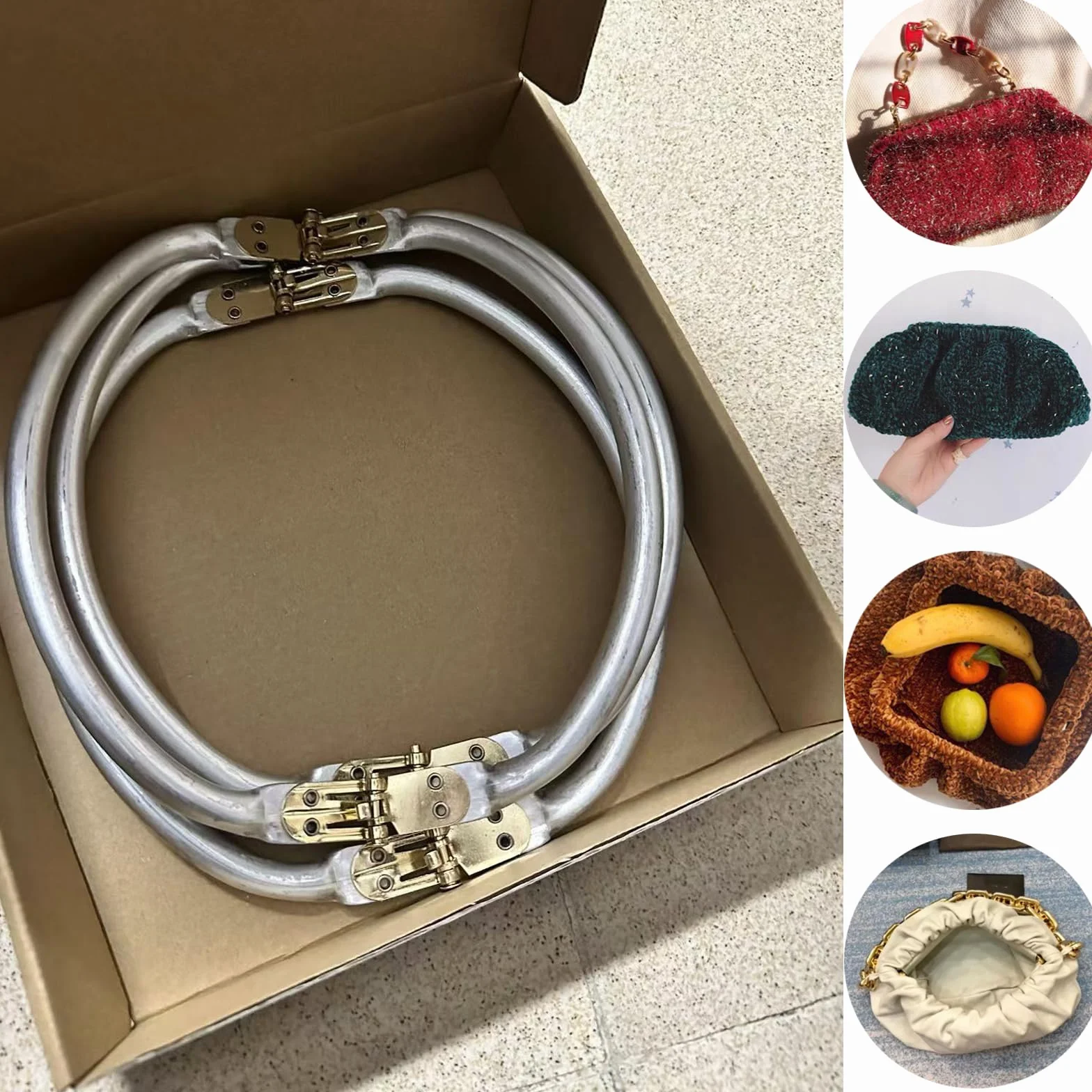 4 Pezzi Chiusura Borsa Uncinetto, 19cm Chiusura clic clac per Borse Clutch per Borse Uncinetto Alluminio per Borsa Frizione Artigianato Progetti Accessori per Borse Fai da Te