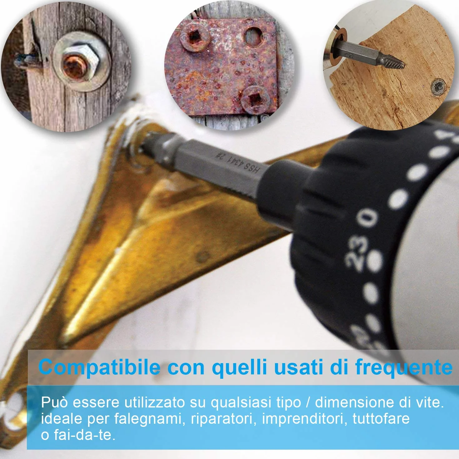 Estrattori Viti Danneggiate, [6 Pcs] Diyife Estrattore Viti, Estrattore Viti Spanate, Dispositivo Di Rimozione Bullone Rotto In Acciaio H.S.S 4341# per Danneggiati/Spellati
