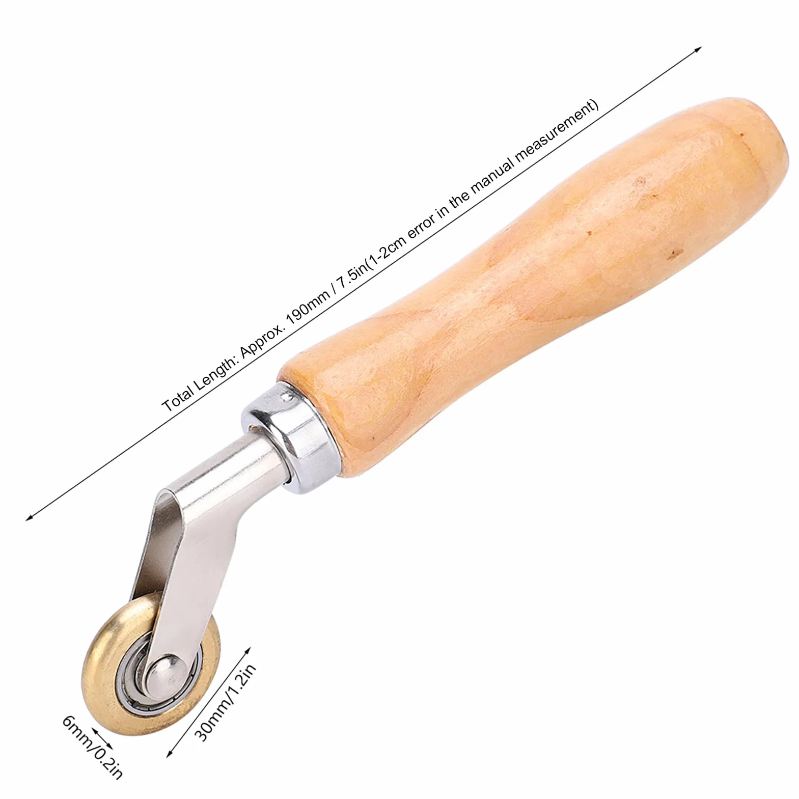 Rullo di Saldatura in Ottone con Impugnatura in Legno, Ruota Pressa Cucitura 30 Mm per PVC/telone/Saldatura di Materiale Impermeabile - Impedisce la Rottura e la Deformazione,