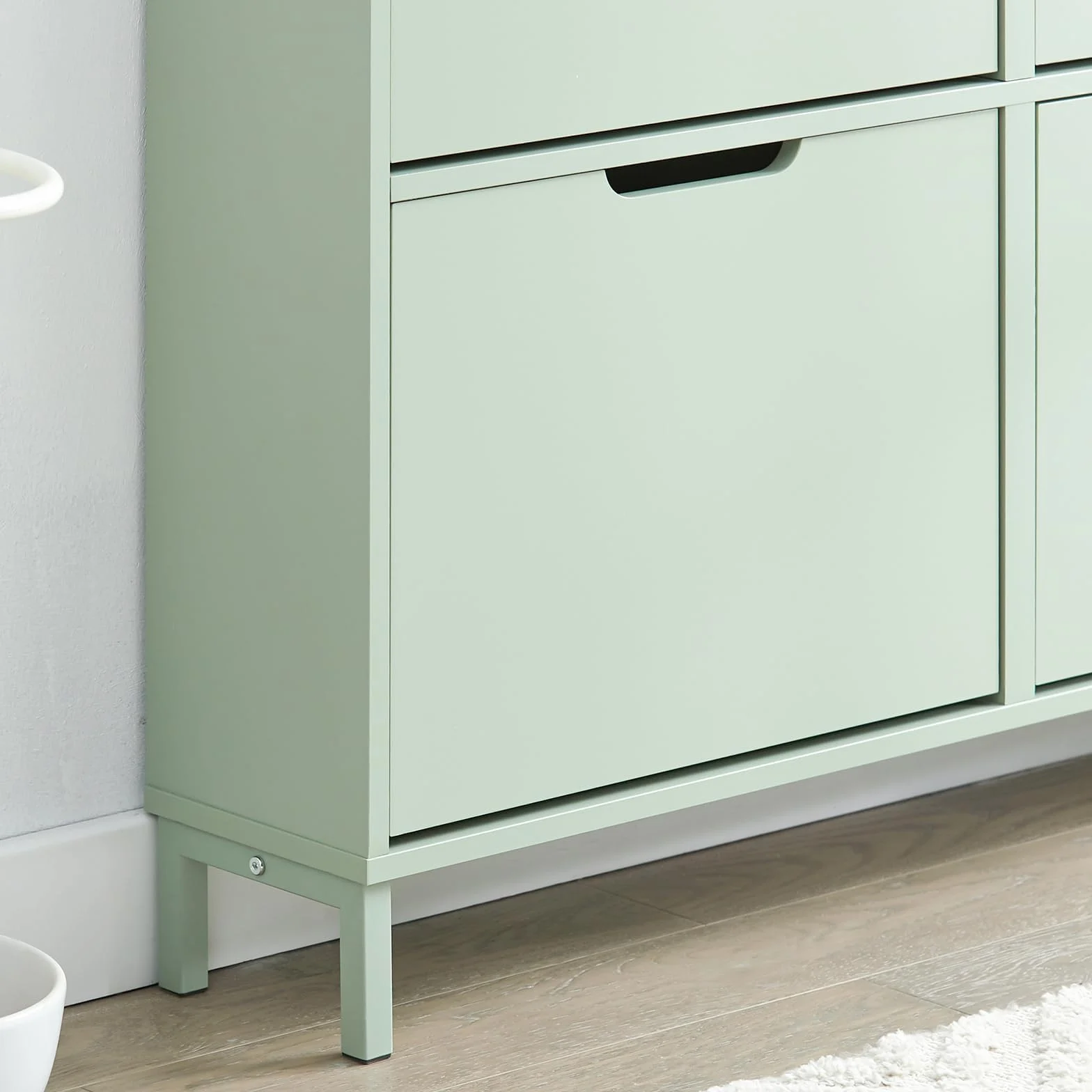 SoBuy Scarpiera Salvaspazio Slim da Ingresso Mobile Portascarpe con 4 Ante a Ribalta Regolabili in Legno Armadio Scarpiera Alta e Stretta per Corridoio, 100x19x91 cm，Verde Chiaro, FSR100-GR