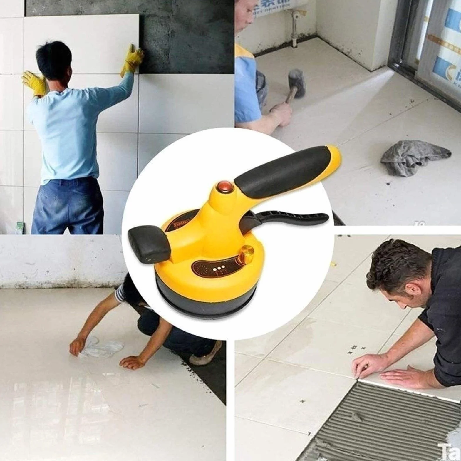 Piastrellatrice elettrica, Strumento di Vibrazione per Piastrelle con livellatore per Piastrelle con Illuminazione a LED, Macchina Vibrante Portatile Assorbimento Massimo di 30 kg per piastr