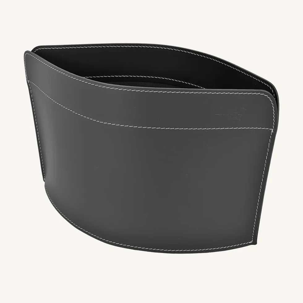 LIMAC Design GIUSY, portariviste in Cuoio di Design, Borsa Porta giornali Moderno, Contenitore riviste da Interno, cesta Porta-riviste, Prodotto in Italia. Nero