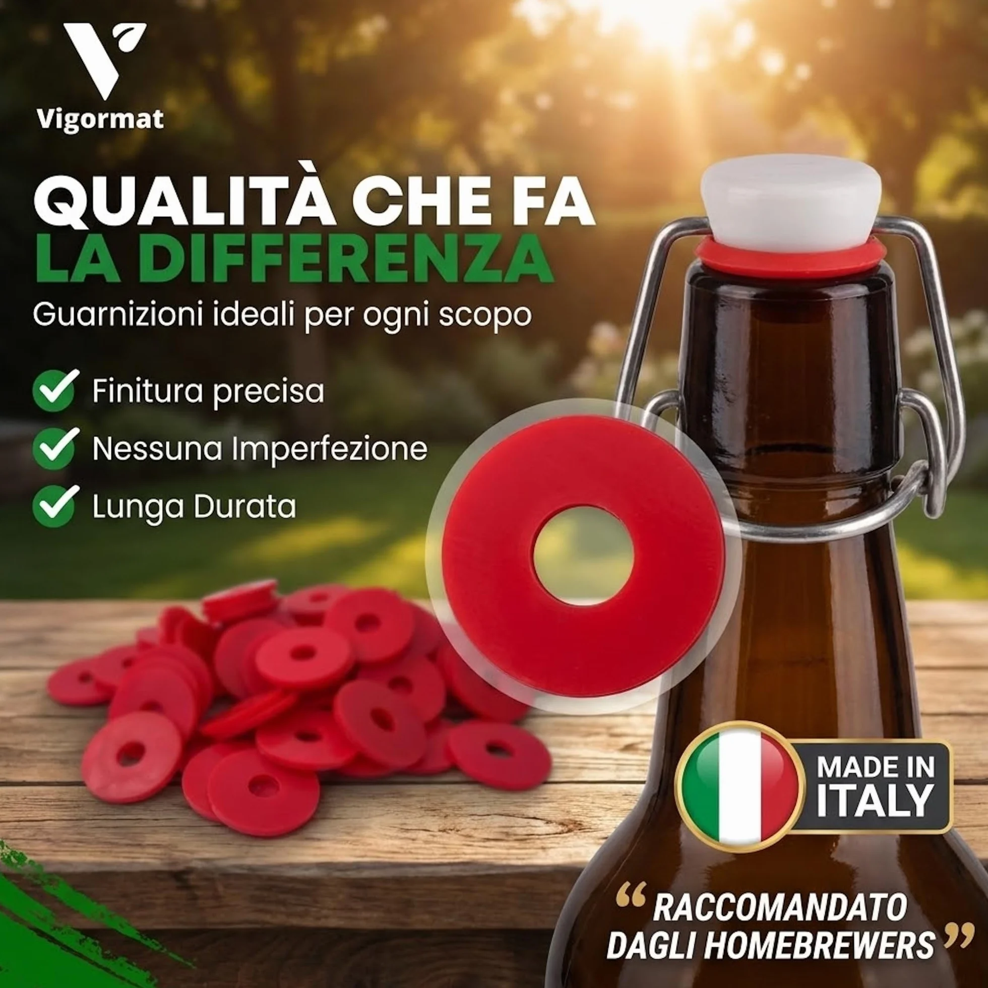 Guarnizioni per Bottiglie di Vetro in Gomma Universali Vigormat - 50 Pezzi Made in Italy