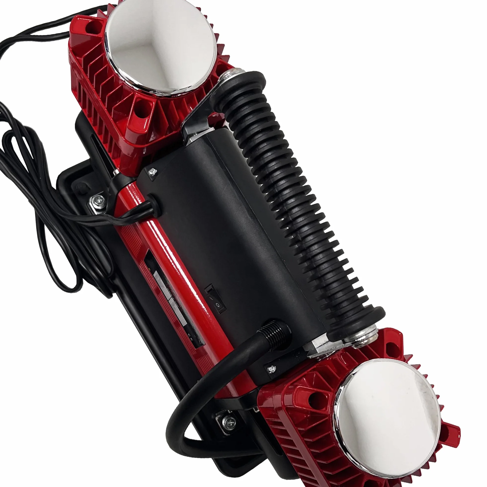 Dragon Winch Compressore aria Portatile 12V | 10,3 BAR / 150 PSI con una capacità di 300 l/min + tubo a spirale con manometro, punta della valvola, borsa per il trasporto, 3x punte intercambiabili