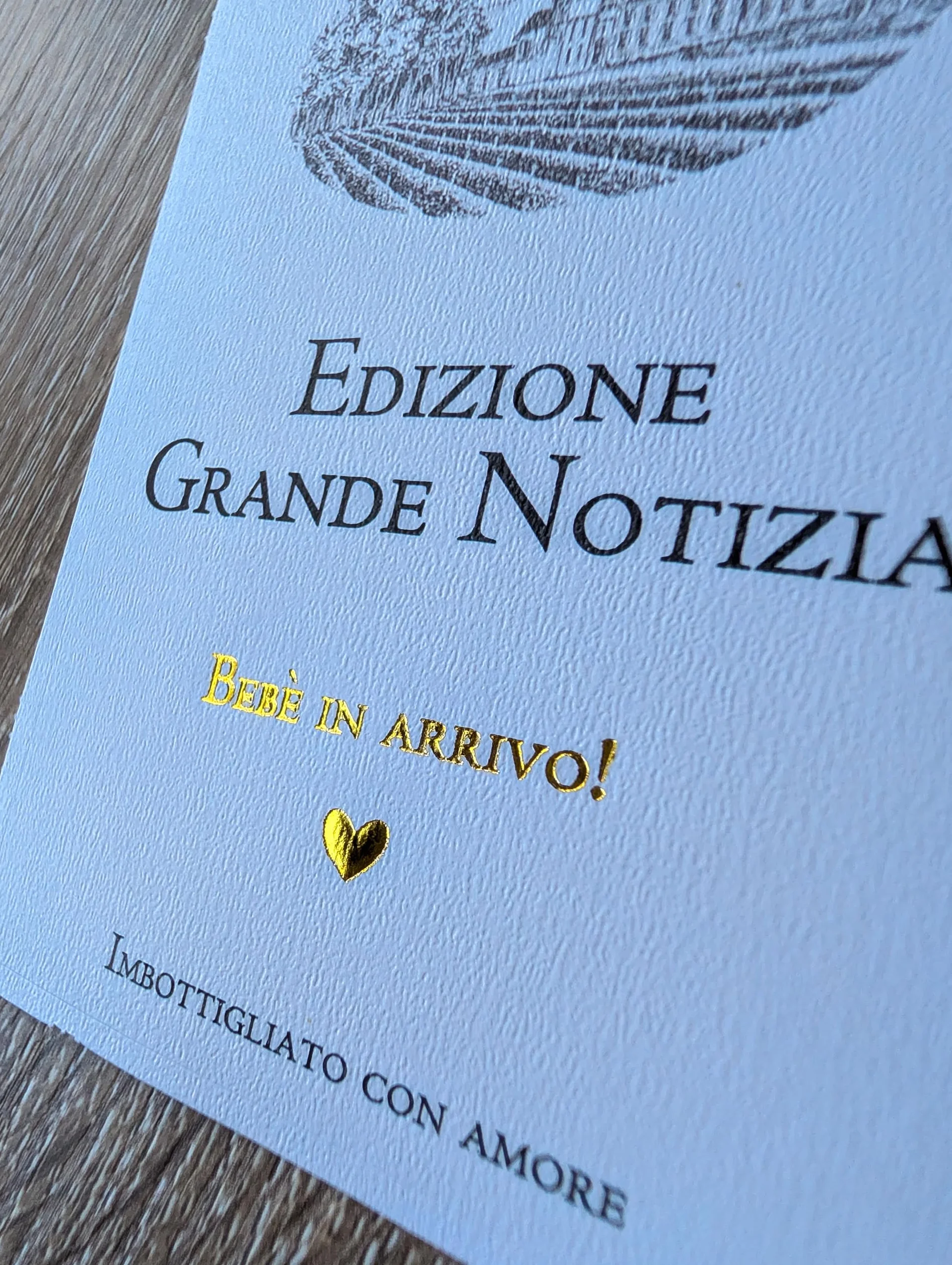 Set da 4 Etichette Bottiglia di Vino Annuncio Gravidanza "Château Grande Notizia" FunFest
