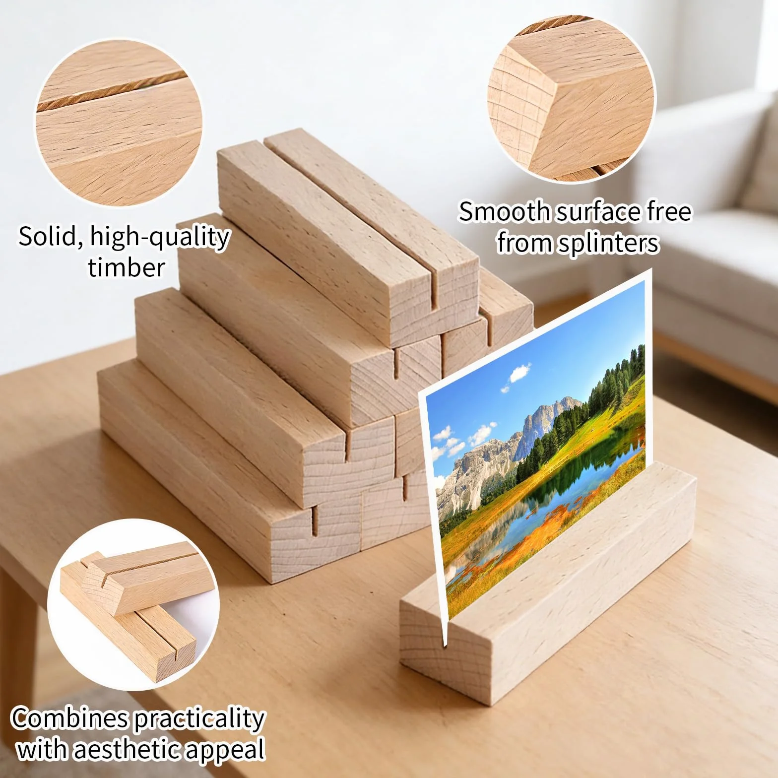 20 Pezzi Portacarte in Legno, Segnaposto da Tavolo, Supporto Foto Cartoline, Porta Biglietti Visita, Porta Menu in Legno per Matrimoni, Ristoranti, Banchetti e Feste